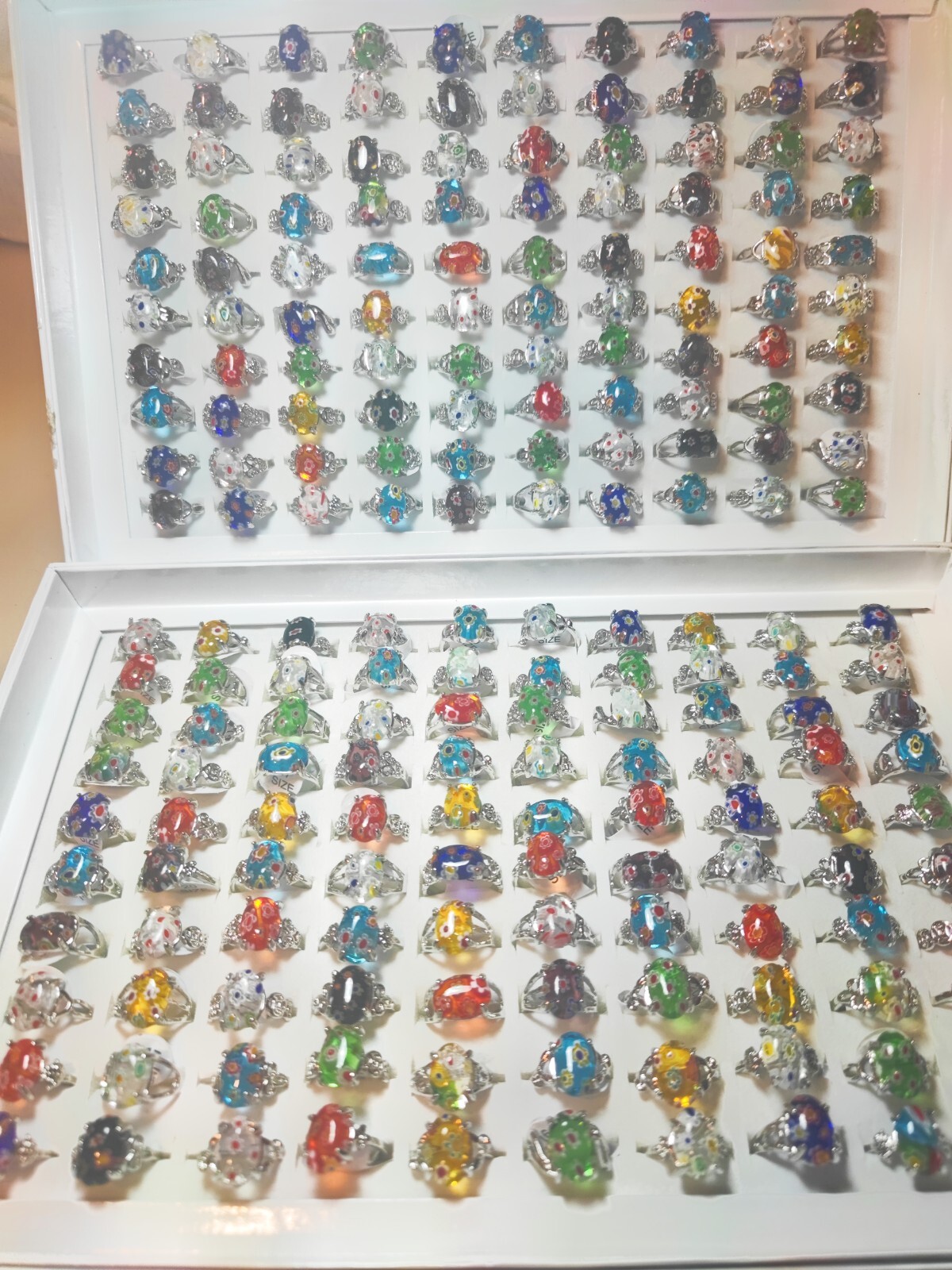 100pcs Women Lady's Jewelry Wholesale Mixed Lots Ring Glass Natural Stone Rings