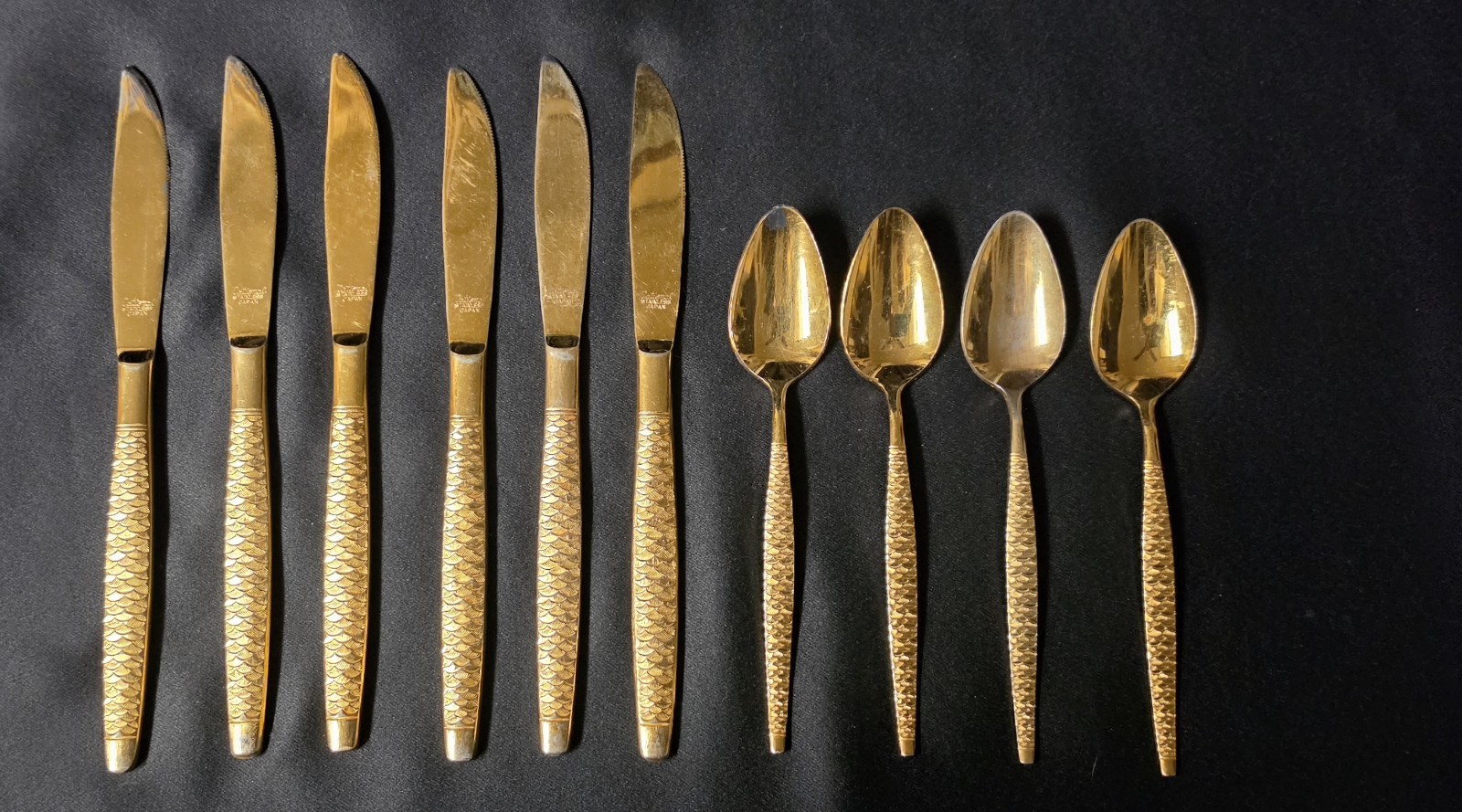 10pc Vintage National Stainless La Corniche Gold Flatware Replacement 