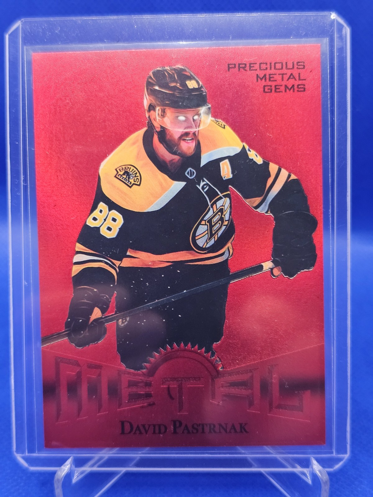 David Pastrnak PMG JERSEY # MATCH 25-26 UD Metal 88/100 Red Precious Metal Gems 