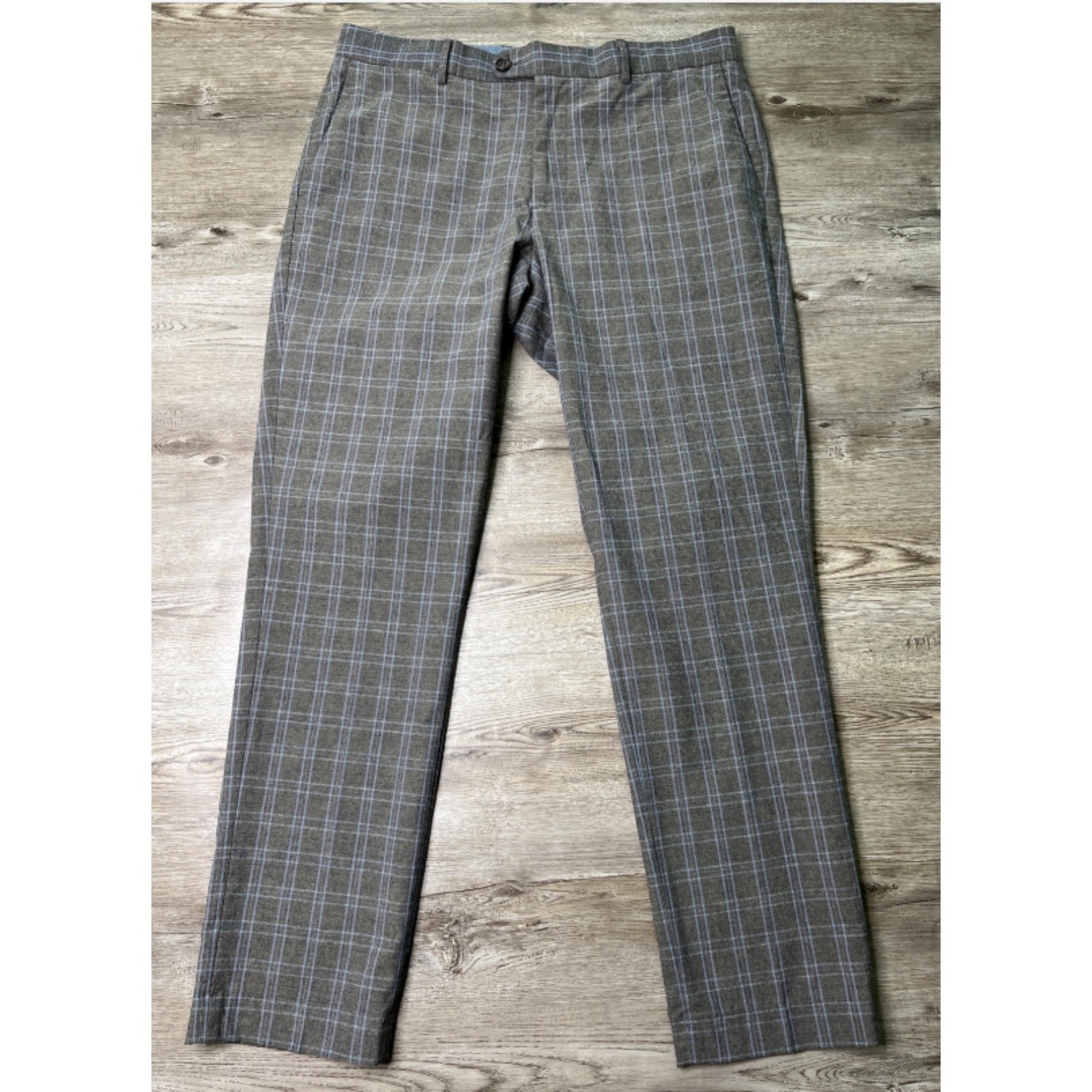 Bonobos Primo Chino Pant Mens 36x32 Titan Gray Yarn Dyed Plaid Slim Fit