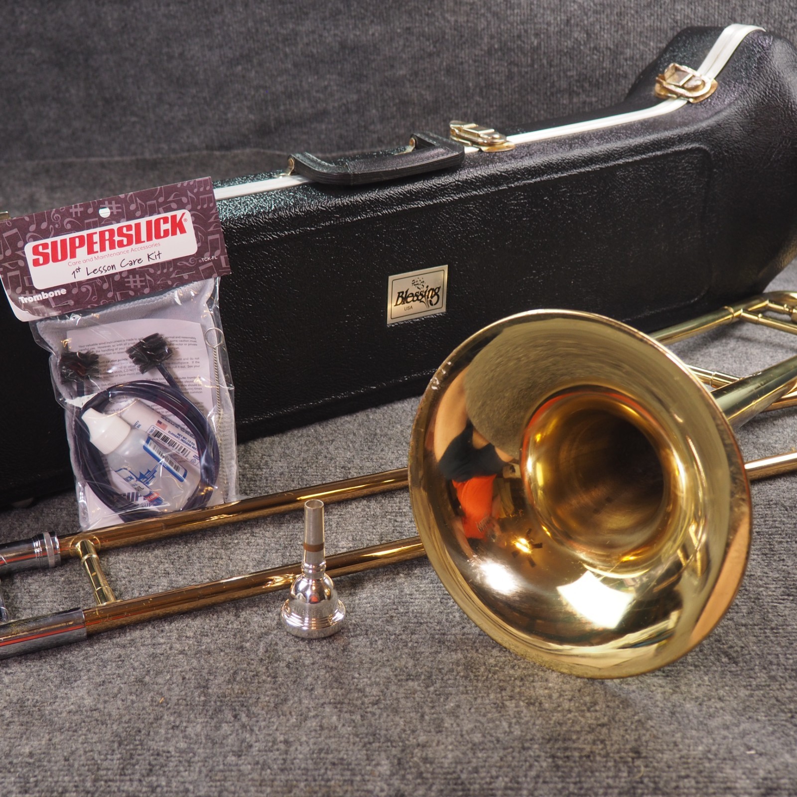 Blessing Scholastic Student Trombone READY TO PLAY Mouthpiece Case Care Kit