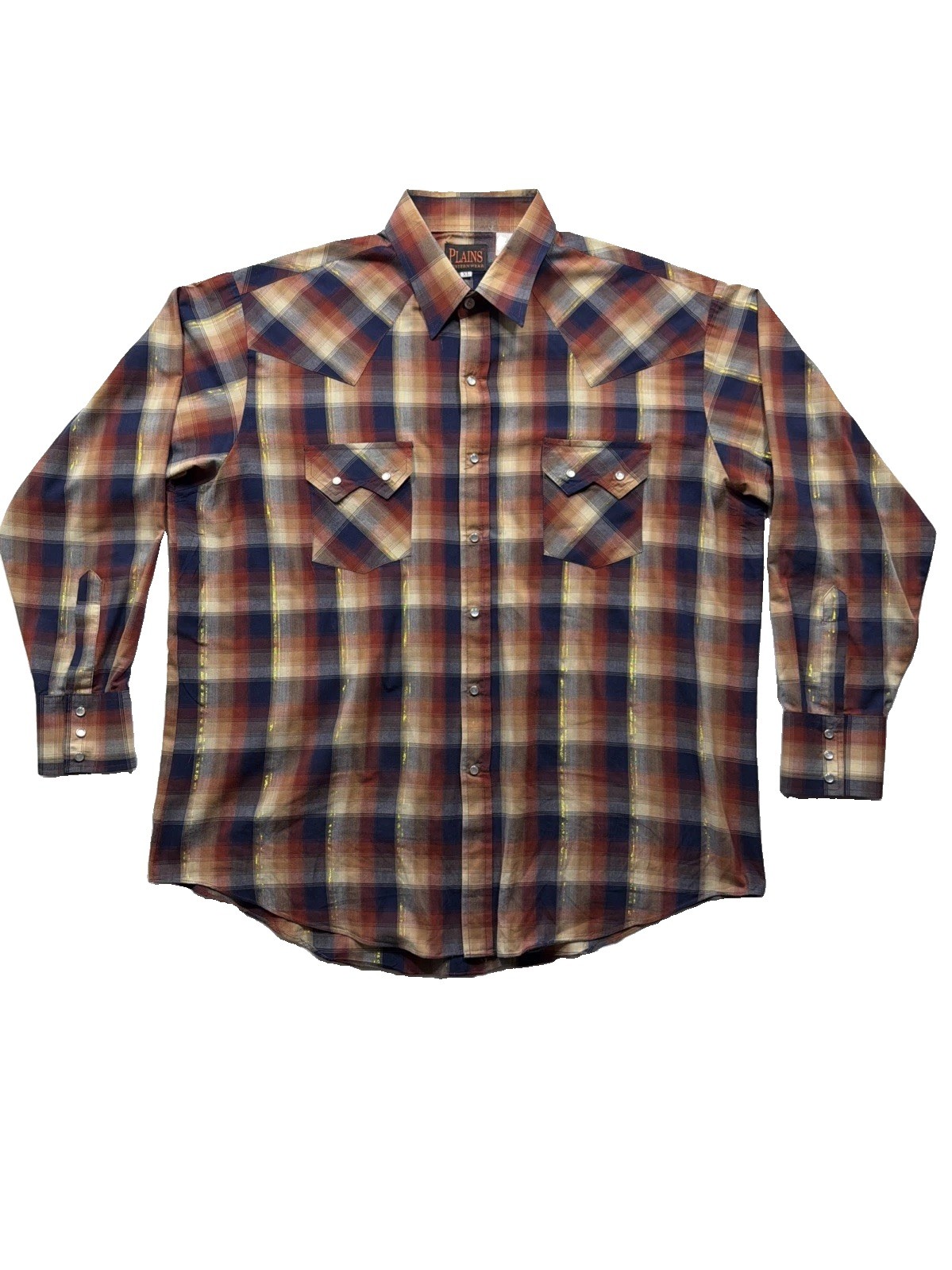 Vintage Plains Western Wear Red & Blue Plaid Snap Long Sleeve Shirt Men’s XL Vintage Plains Western Wear Red & Blue Plaid Snap Long Sleeve Shirt Men’s XL