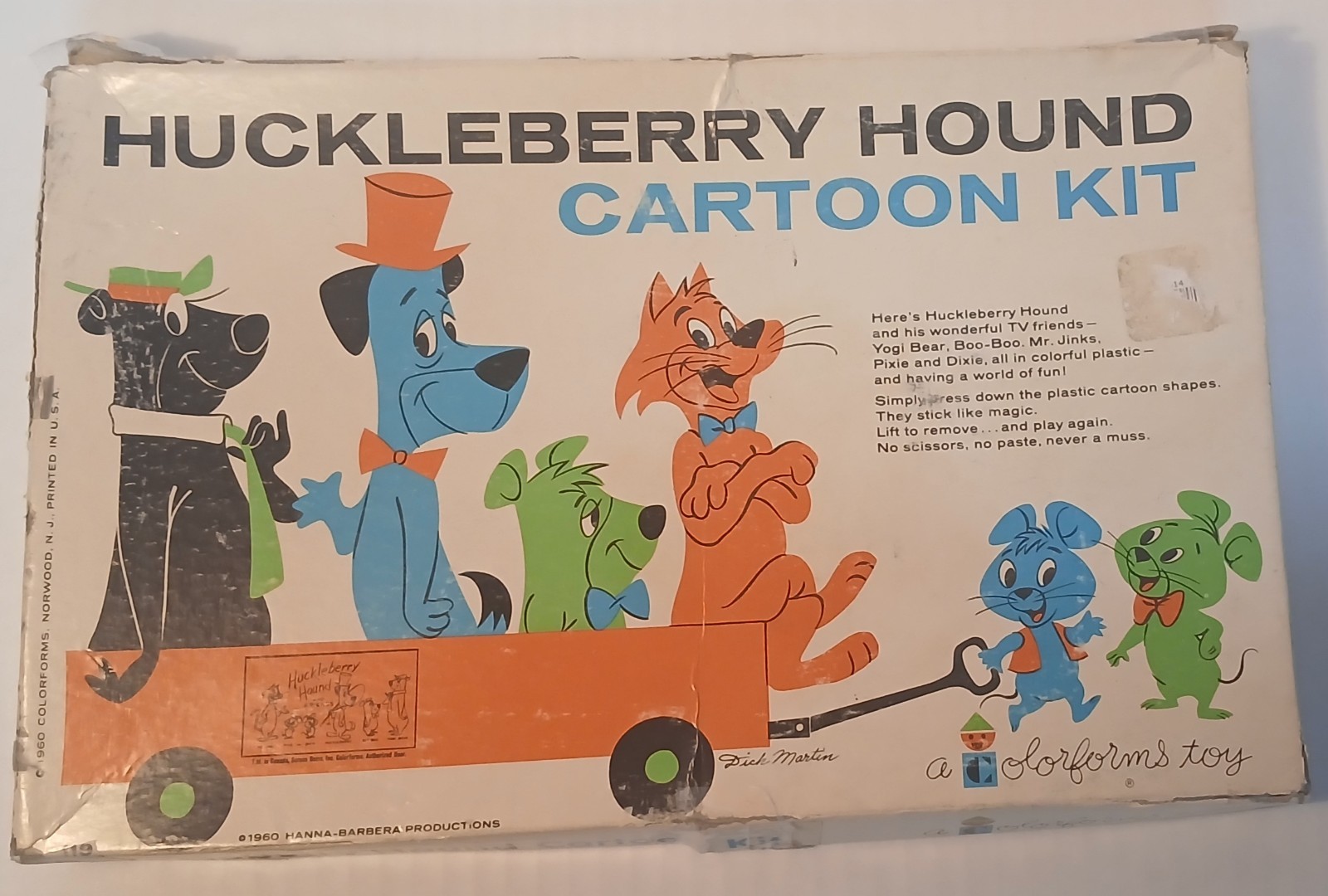 1960 Hanna Barbera Huckleberry Hound Yogi Boo Boo Colorforms Cartoon Kit NICE