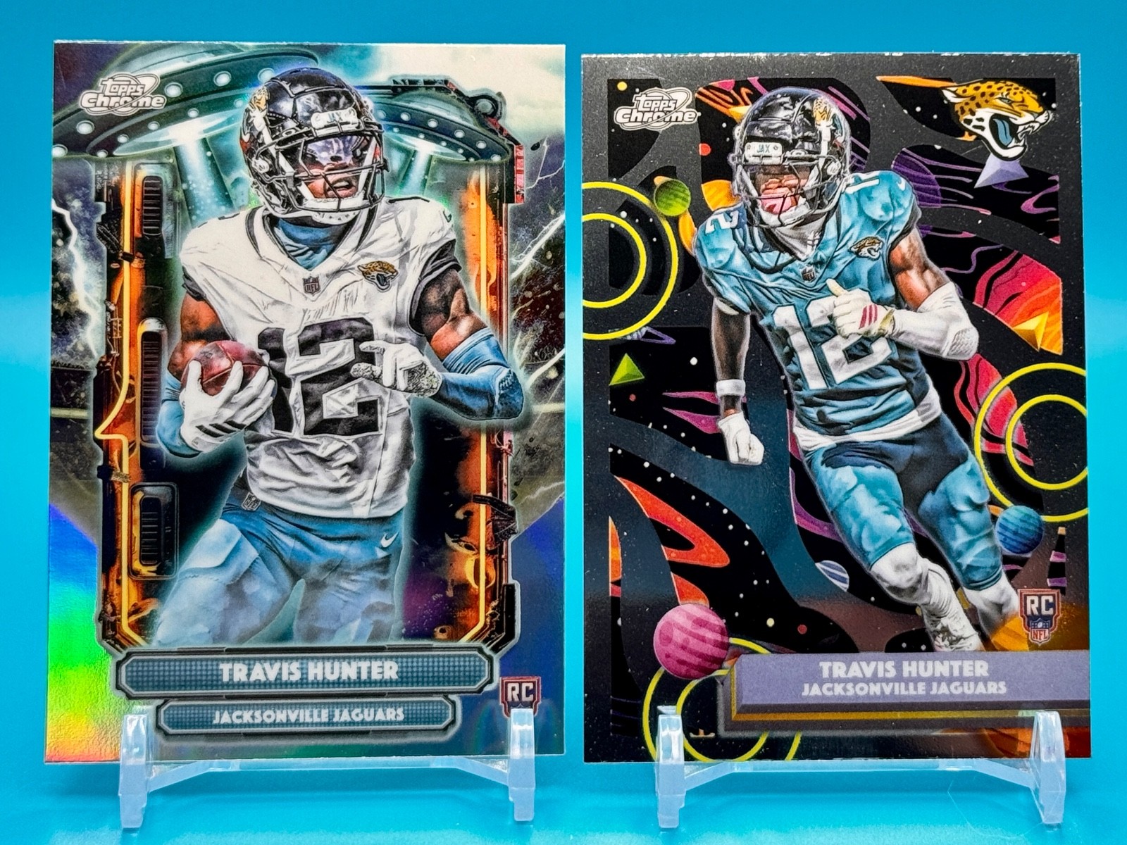 2025 Topps Chrome Cosmic Travis Hunter ET-1 Extra Terrestrial Refractor + Base 2025 Topps Chrome Cosmic Travis Hunter ET-1 Extra Terrestrial Refractor + Base