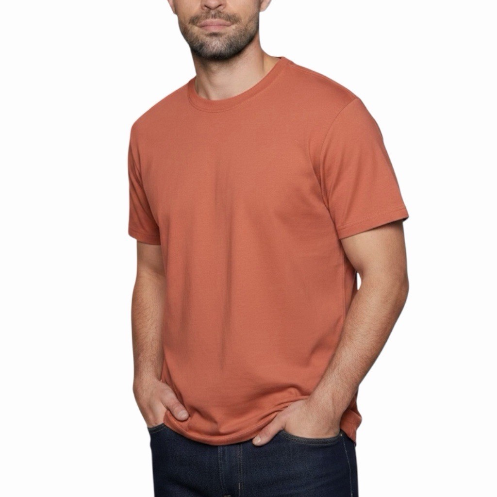 PS Basics by PacSun Men\'s Rust T-Shirt Size S Oversized Fit Cotton Crew Neck Tee
