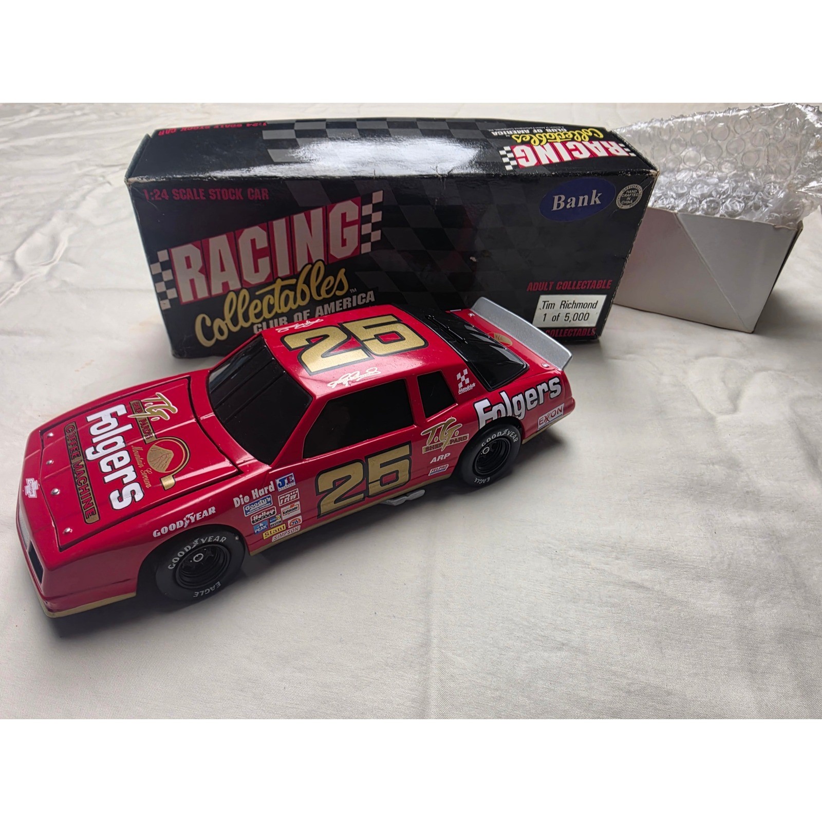 RCCA Tim Richmond Folgers #25 Stock Car Bank 1:24 Red Excellent Limited Edition
