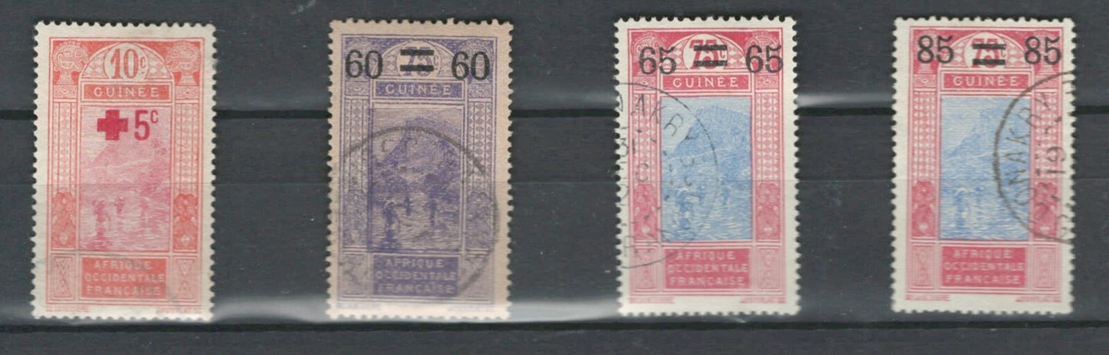 GUINEA FRENCH COLONIES AFRICA PAYSAGES NEW CURRENCY USED SET STAMPS   (GUIN 270)
