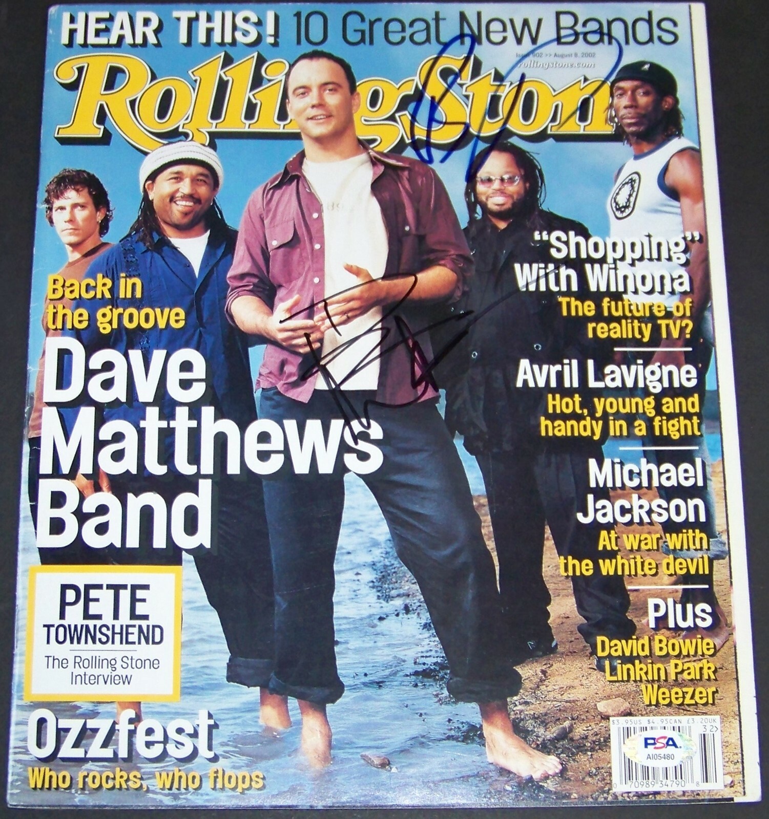 RARE Dave Matthews & Boyd Tinsley Signed Rolling Stone Photo Magazine PSA LOA