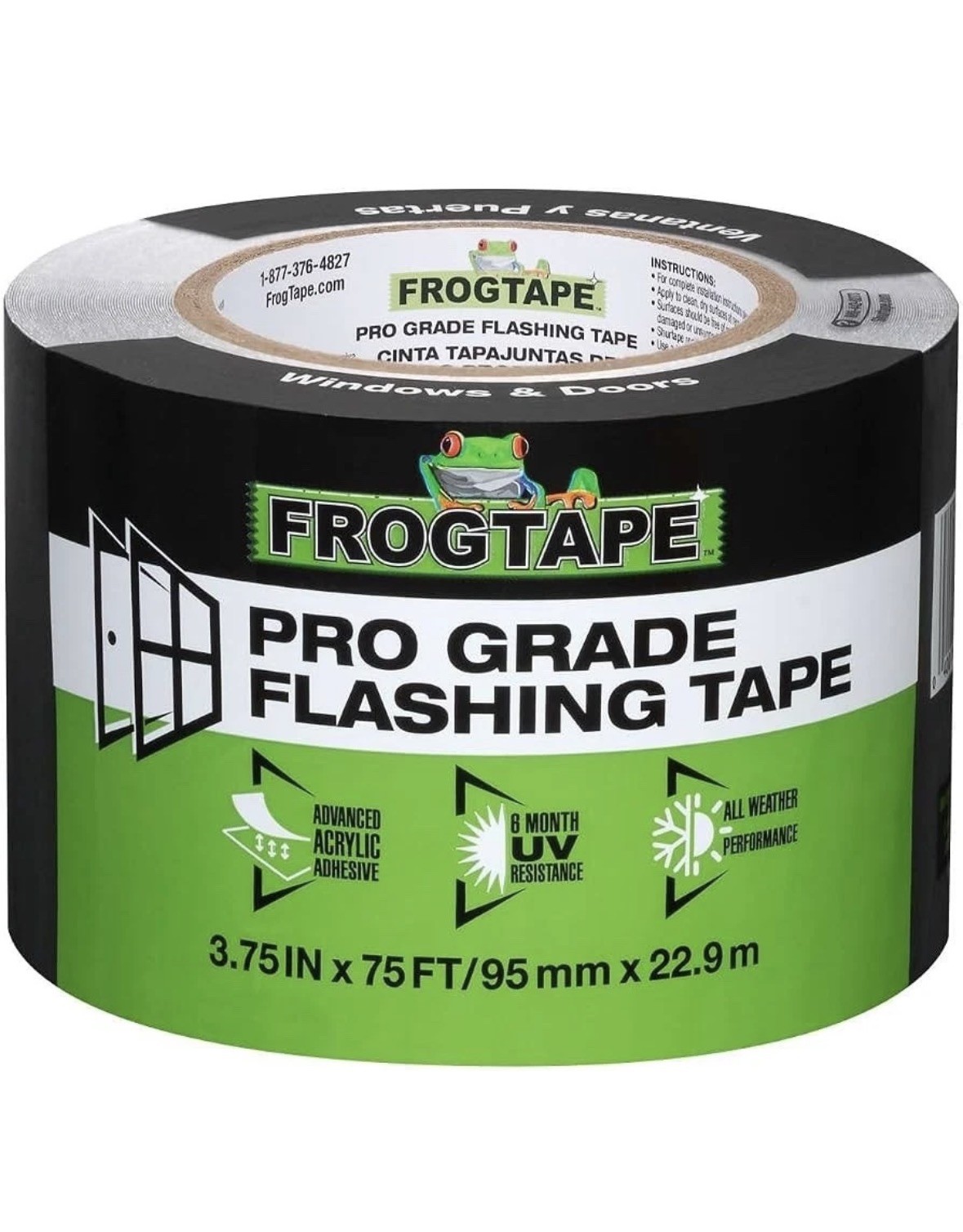 FrogTape Pro Grade Flashing Tape for Windows & Doors, 3.75 Inch Width