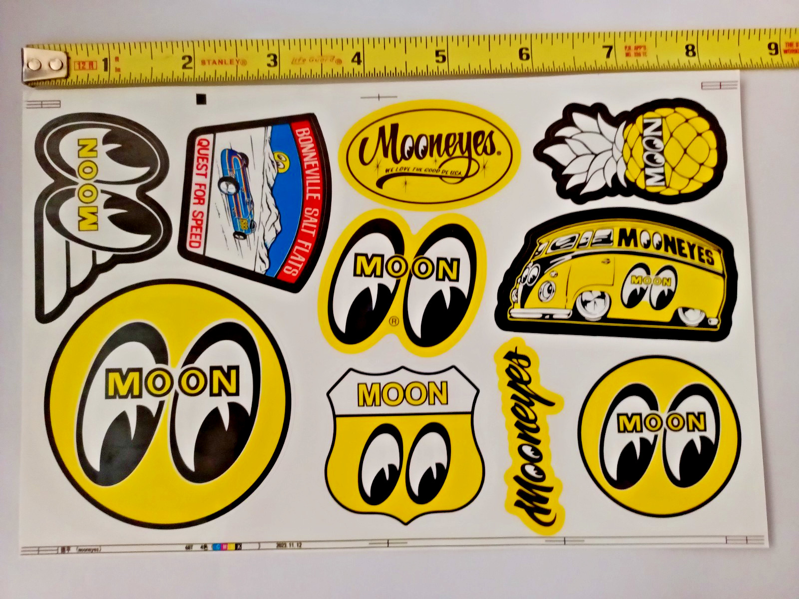 MOONEYES STICKERS-LARGE SHEET OF 10 STICKERS-NEXT DAY 