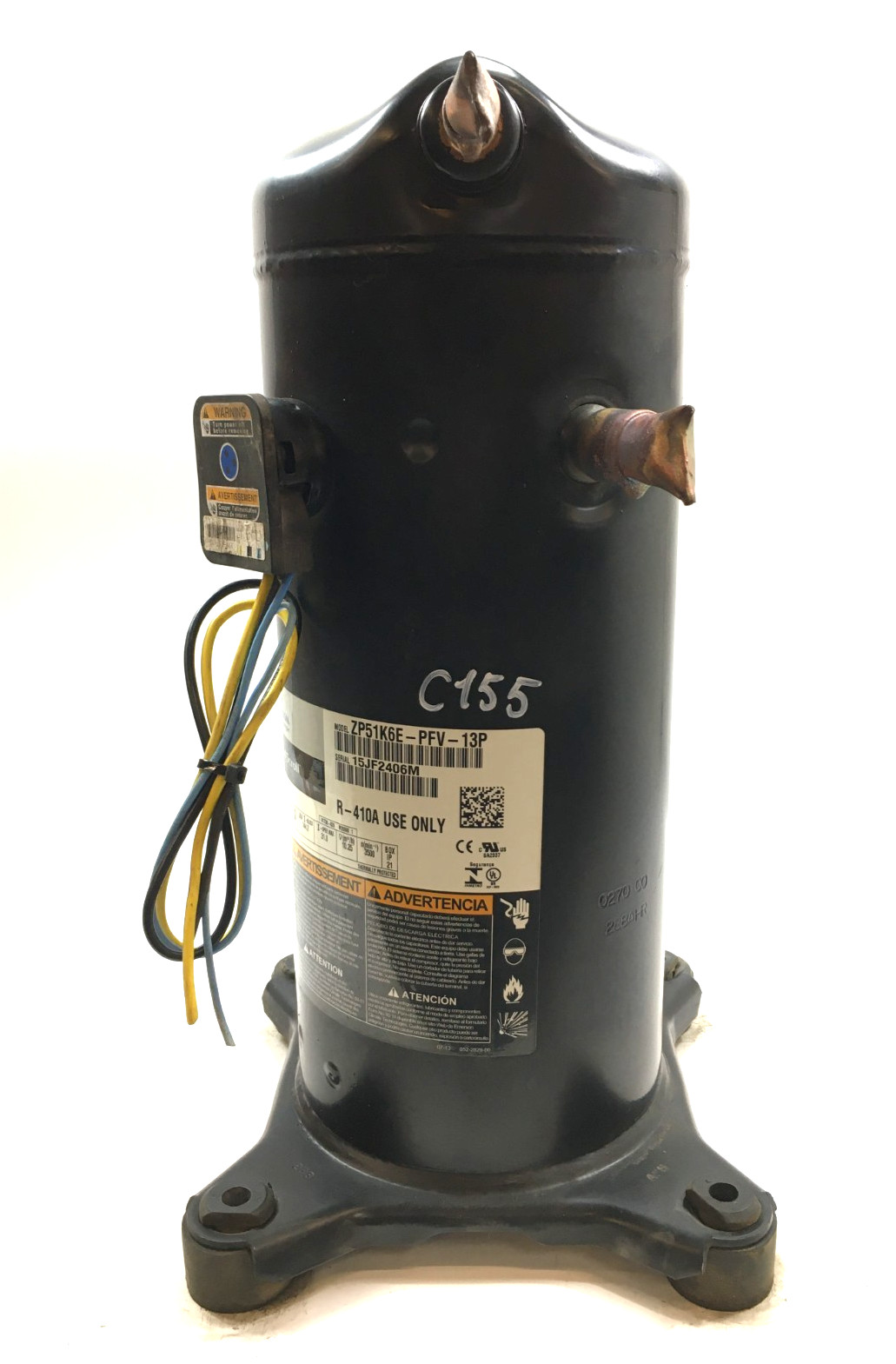 Copeland ZP51K6E-PFV-13P Scroll Compressor 1 PH 230V for R410A only  used #C155