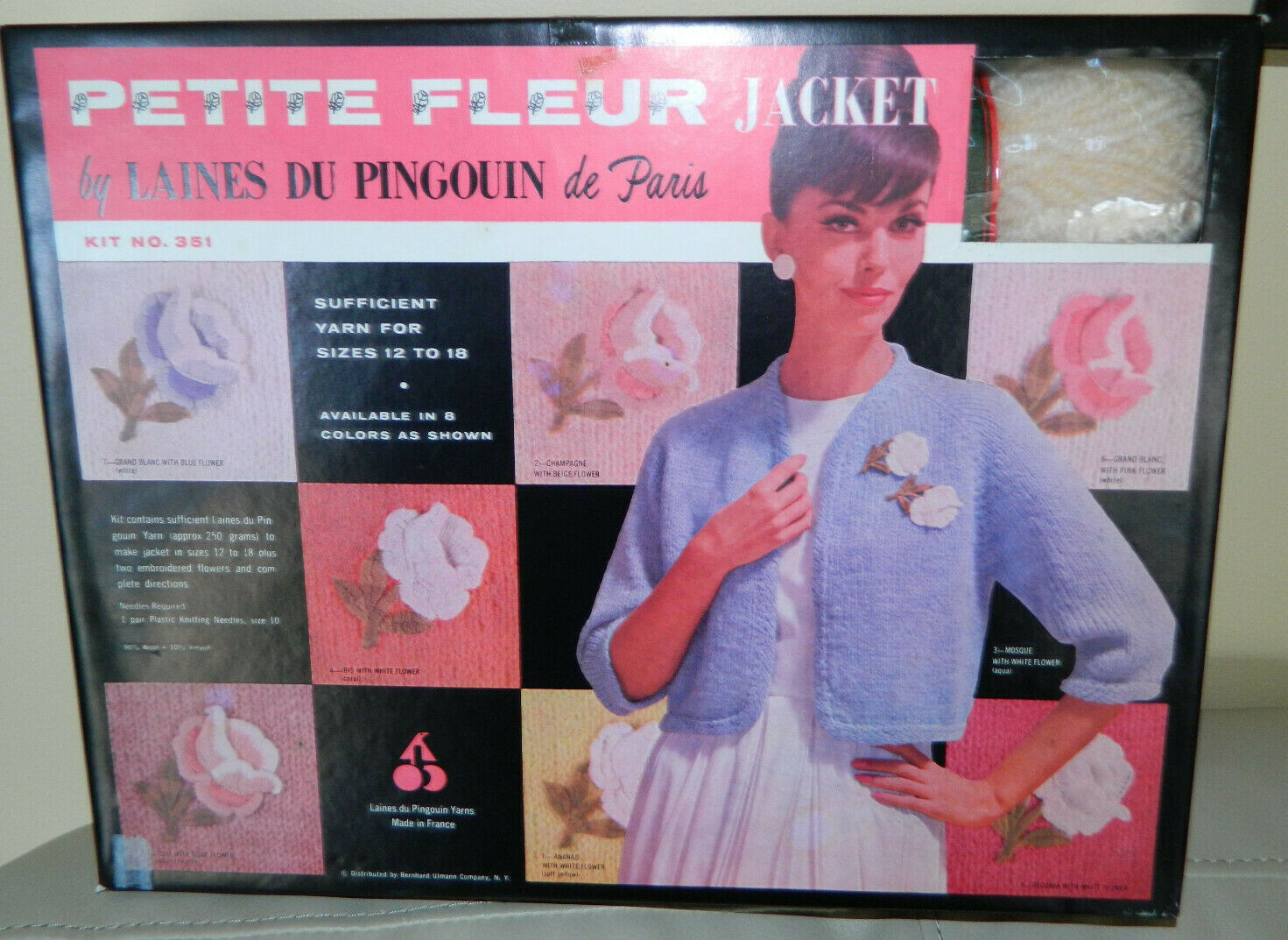 Petite Fleur Sweater Jacket by Laines du Pingouin de Paris Sewing Kit #351 NOS Petite Fleur Sweater Jacket by Laines du Pingouin de Paris Sewing Kit #351 NOS