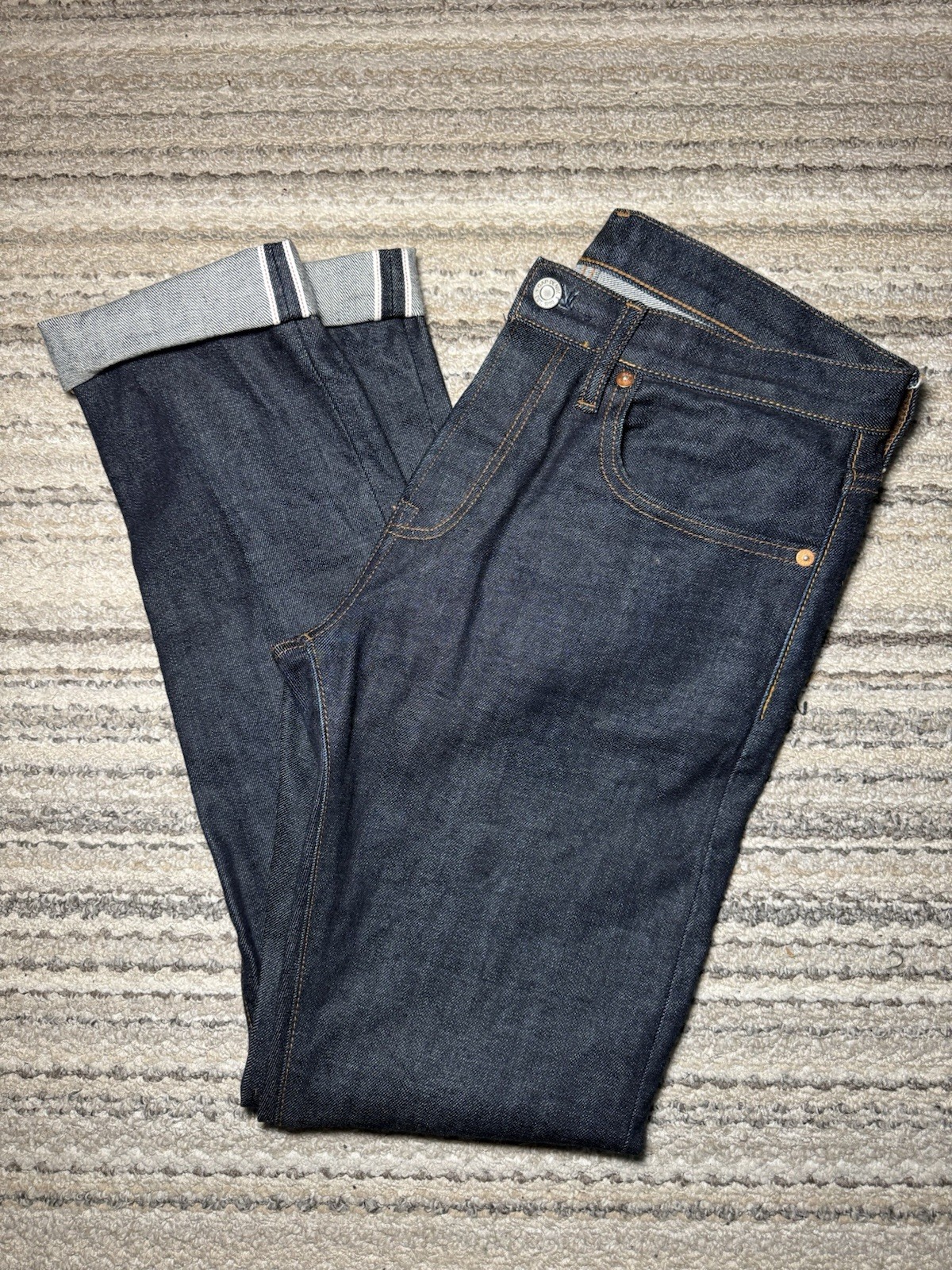 GAP Mens Selvedge Skinny Jeans 31x32 Raw Indigo Japanese Denim GapFlex KAIHARA