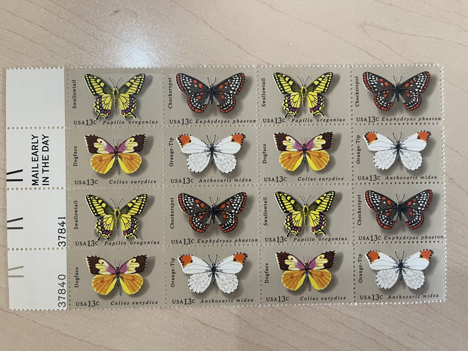 Usa Stamps Scott #1712-15, 13c American Butterflies, Block of 16, MNH
