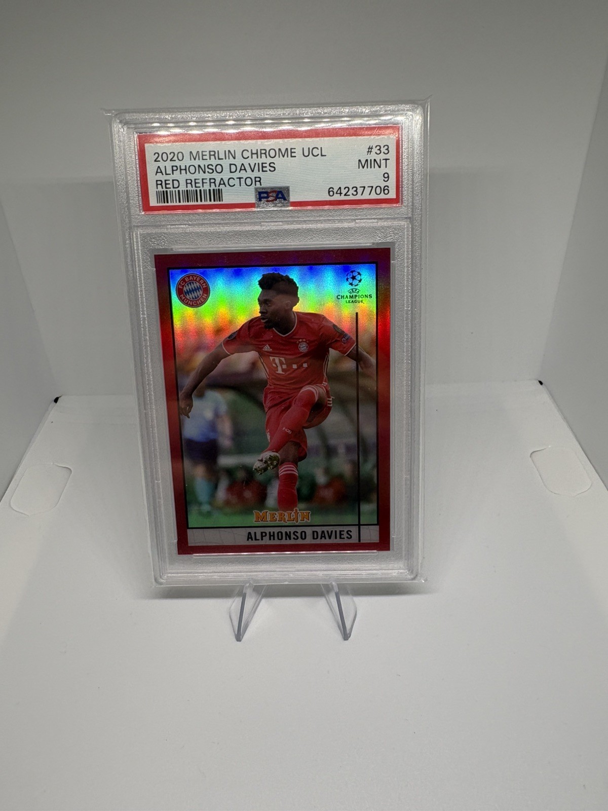2020 Topps Merlin Chrome UCL RED REFRACTOR Alphonso Davies 03/20 🔥 PSA 9 🔥 2020 Topps Merlin Chrome UCL RED REFRACTOR Alphonso Davies 03/20 🔥 PSA 9 🔥