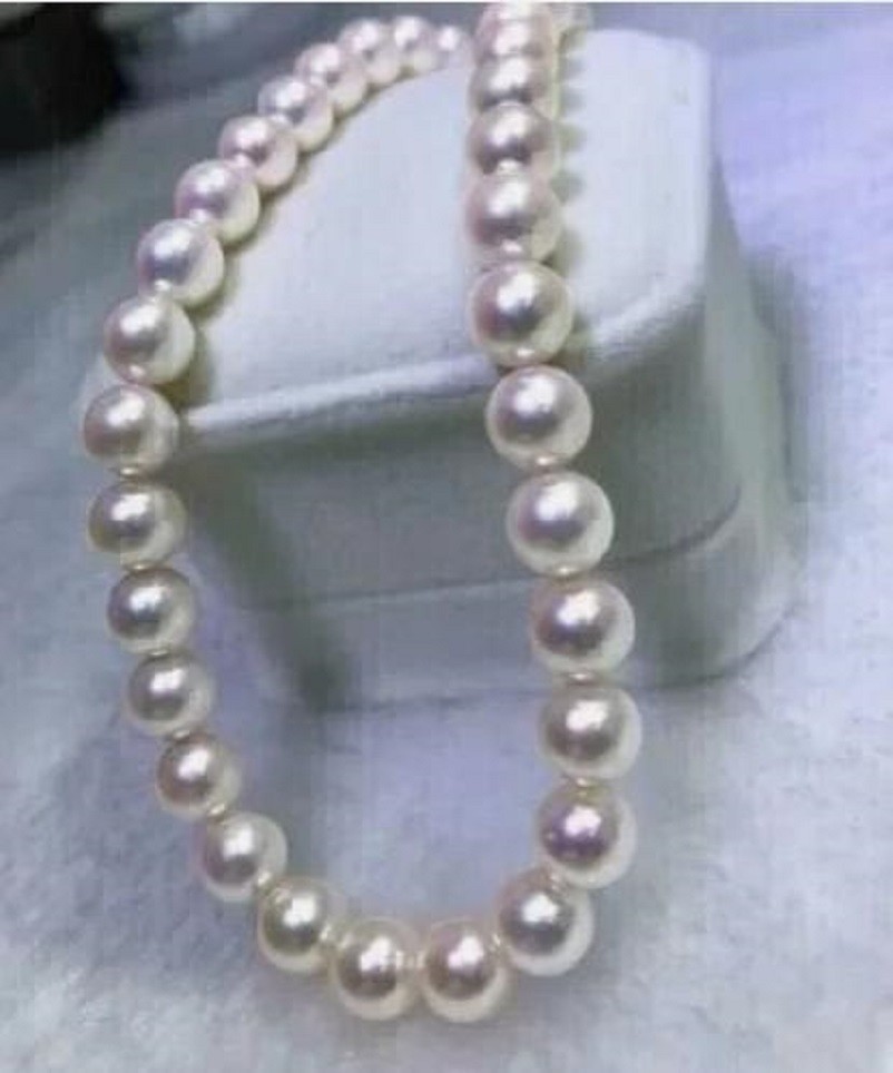 Amazing AAAA+++10-11mm True Natural White AKOYA Round Pearl Necklace 18inch 14k