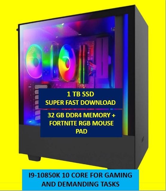 i9-10850k 10 CORE Gaming Desktop PC 2x 2TB SSD 64 GB RTX 3060 12 GB WIN 11