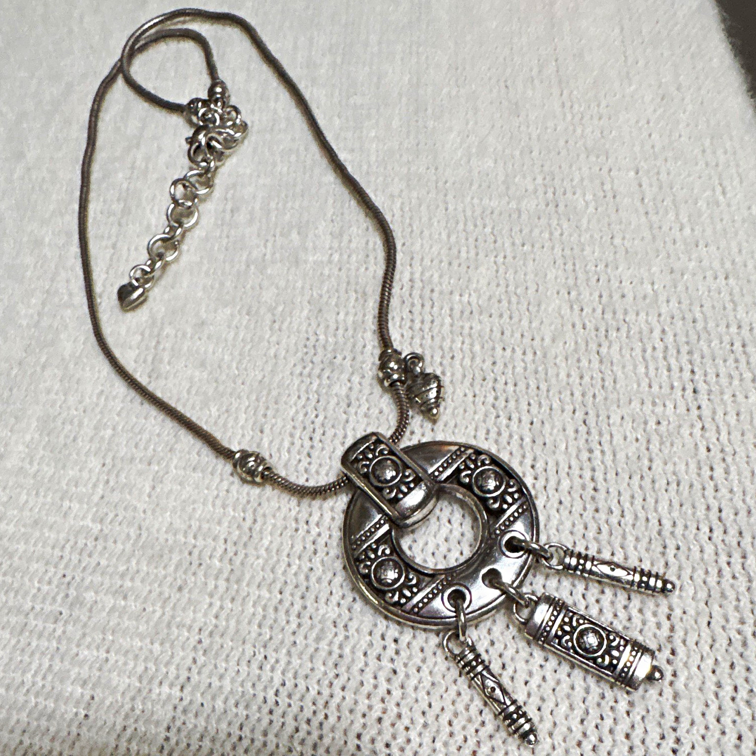 Brighton Silver Tone Metal Pendant Adjustable Lobster Clasp. Brighton Silver Tone Metal Pendant Adjustable Lobster Clasp.