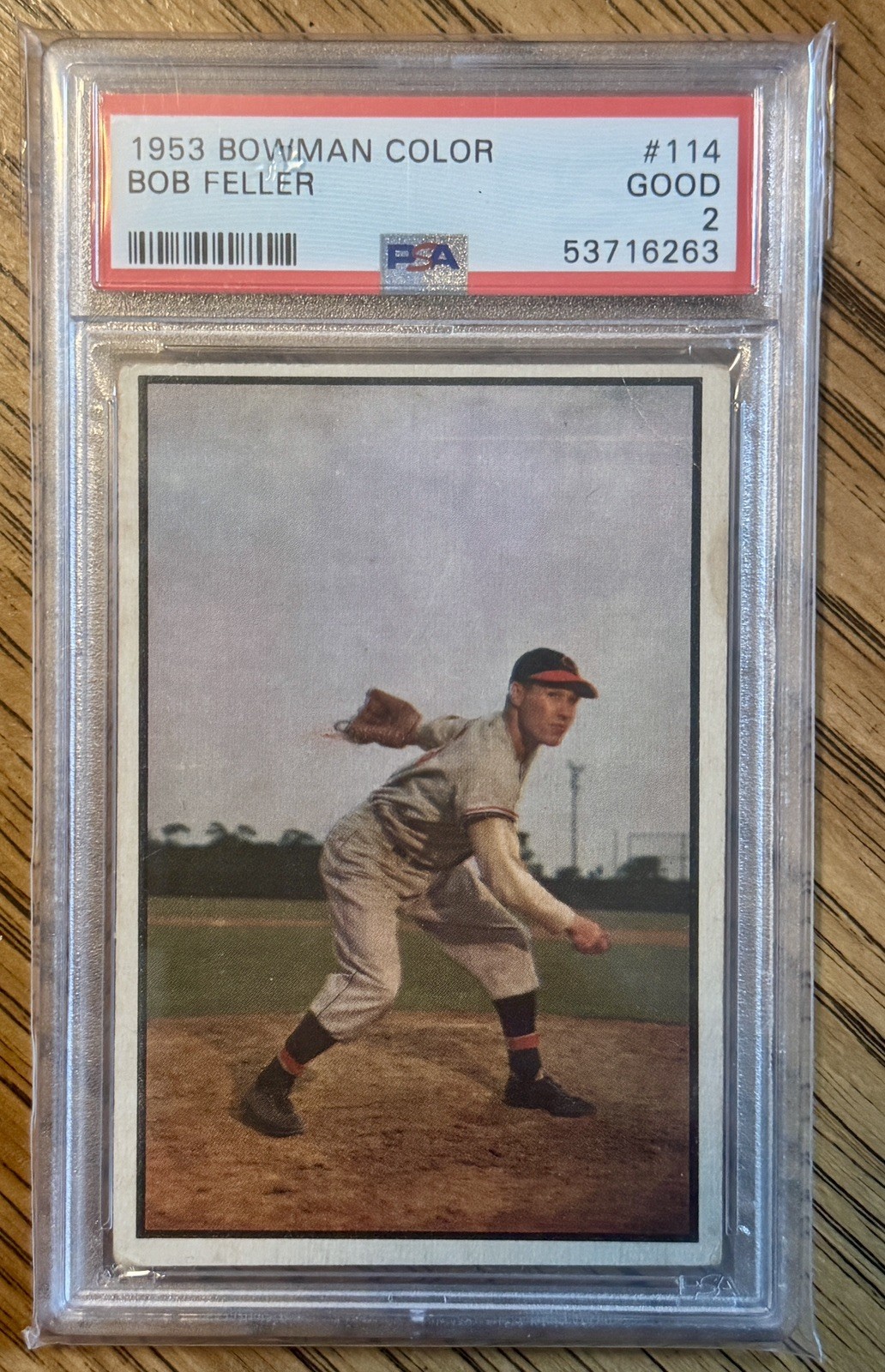 1953 Bowman Color - Bob Feller #114 PSA 2 (decent centering)