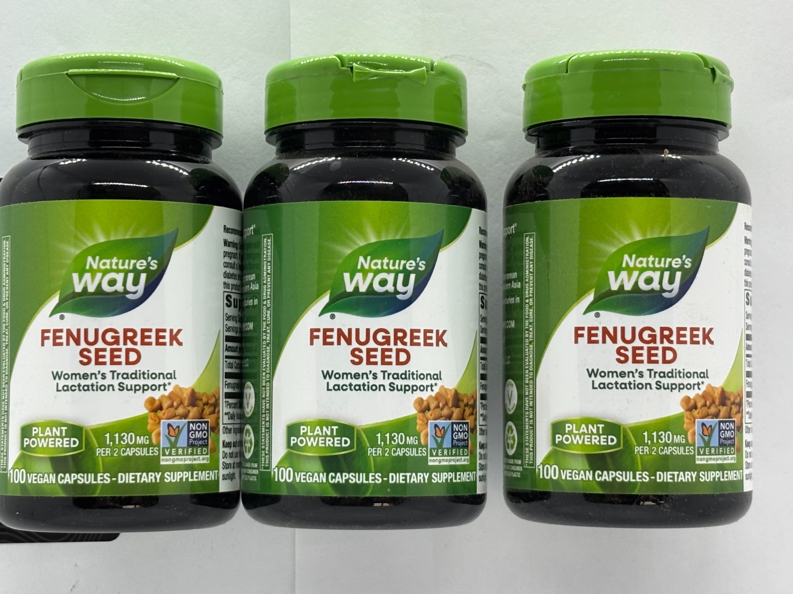 Nature\'s Way Fenugreek Seed 1130mg 3 x 100 Vegan Caps, EXP 7/29, Nature\'s Way Fenugreek Seed 1130mg 3 x 100 Vegan Caps, EXP 7/29,