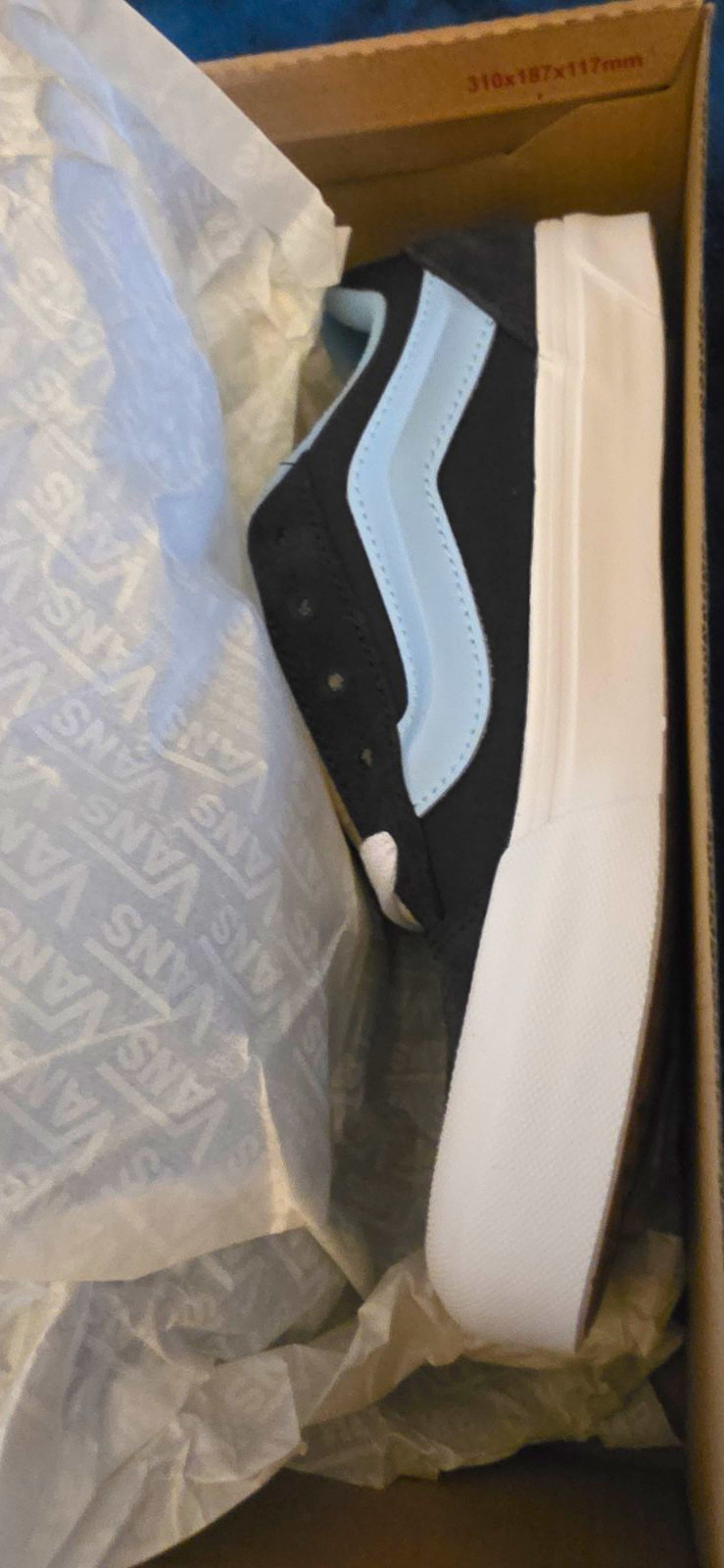 VANS Off The Wall Old Skool Low Top Black/White/Blue Waffle Sneakers Men\'s 5