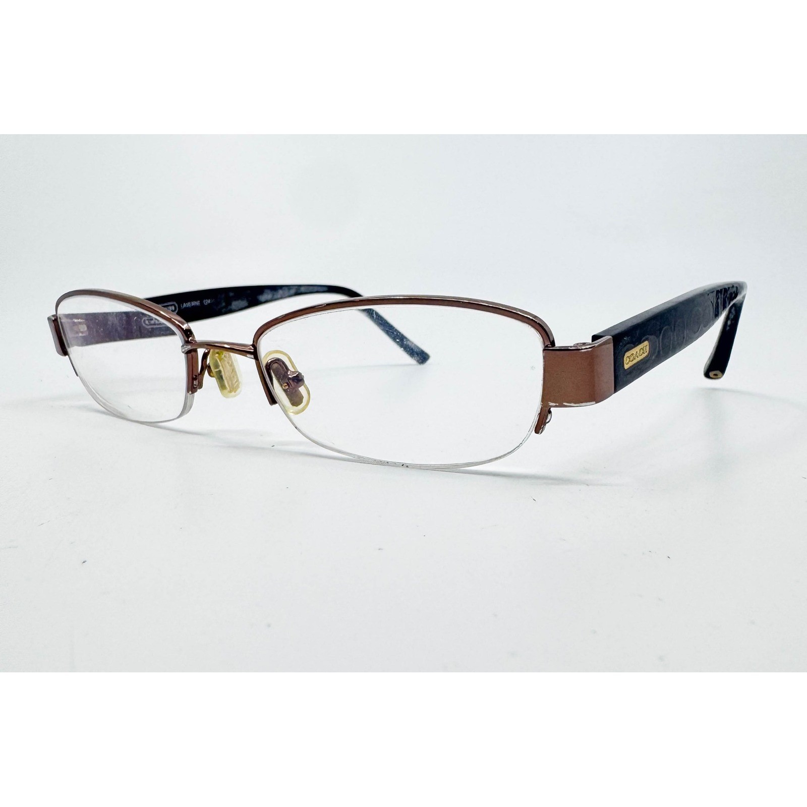 Coach Laverne Eyeglasses Womens Brown Half Rim Logo 47-17-135 T539