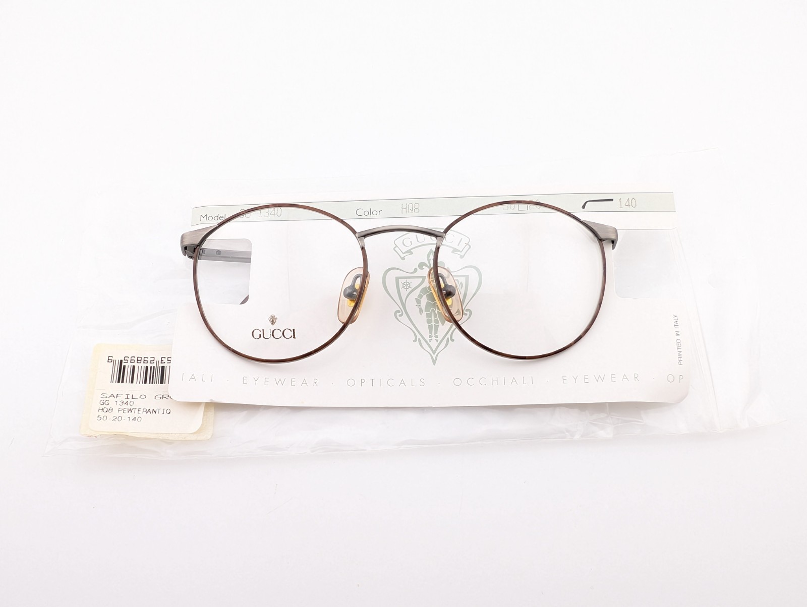 *NOS VTG* Gucci Eyeglasses, Frames Only, GG 1340 HQ8 Pewter, 50-20-140, Italy