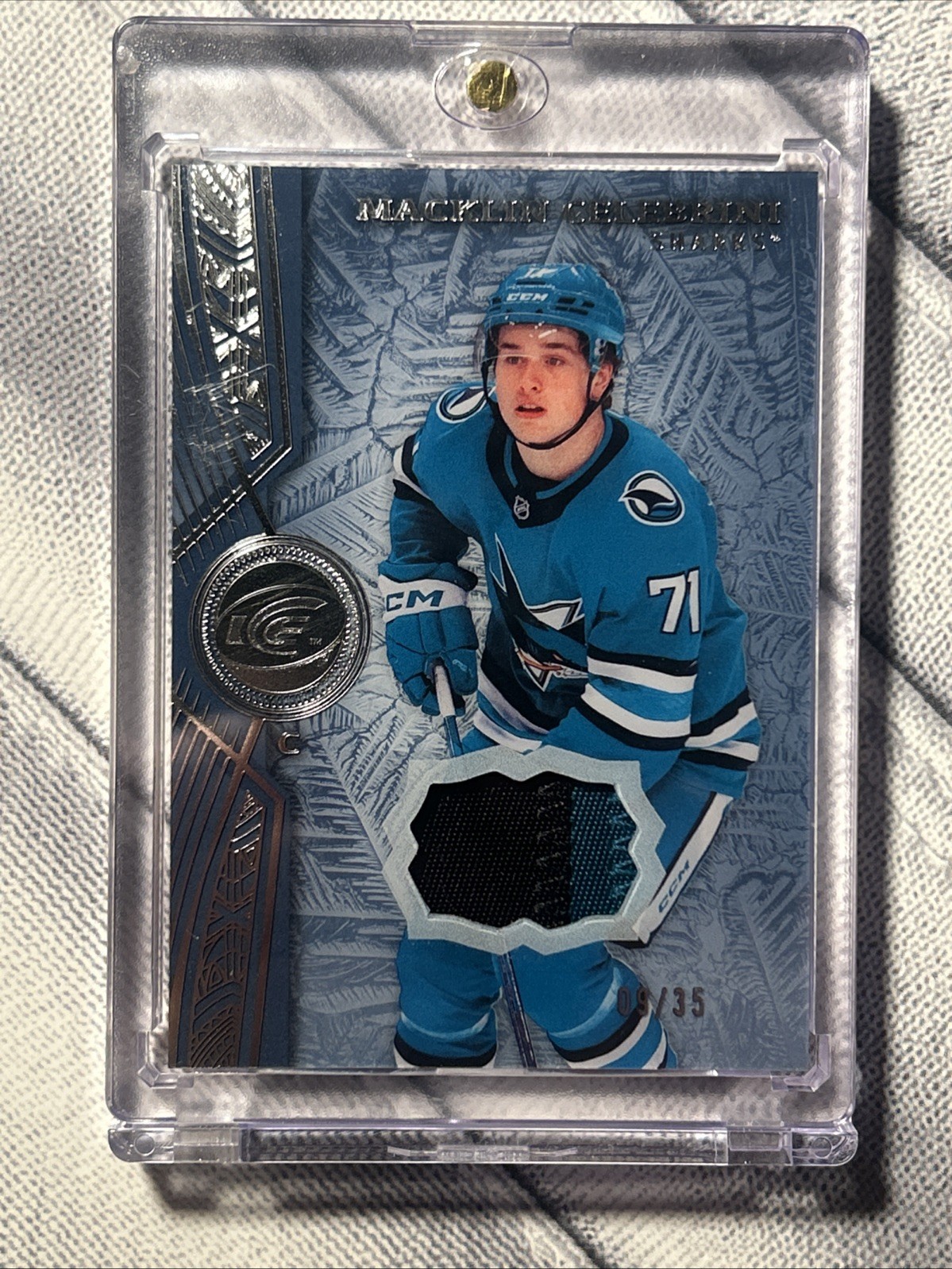2025-26 Upper Deck ICE Macklin Celebrini 9/35 Game Used Patch San Jose Sharks