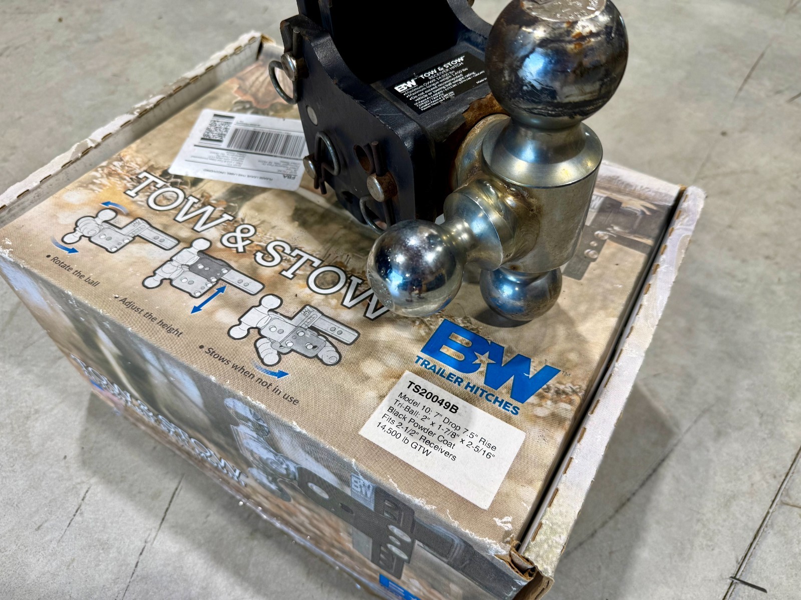 B&W Trailer Hitches TS20049B Tow & Stow Tri Ball 2-1/2\