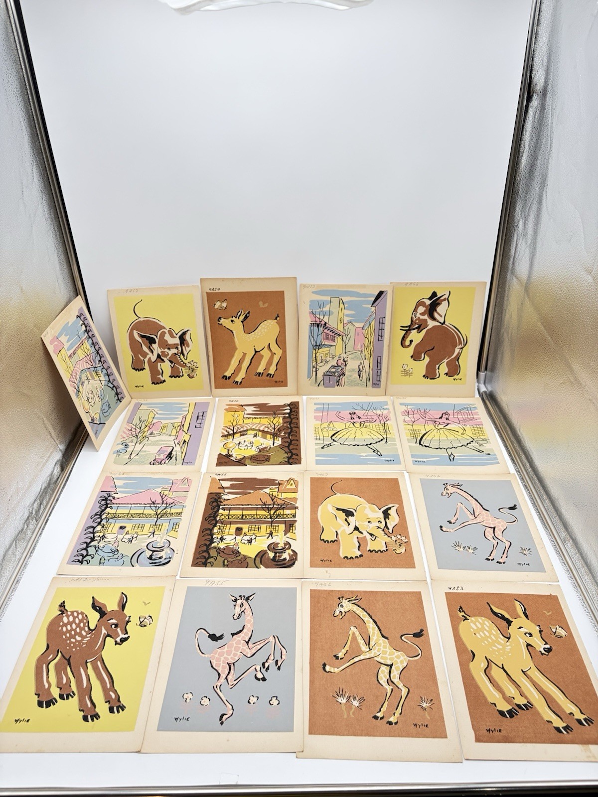 Vintage Set Of 17 Lithographs 1950 by Wylie. Very Appealing European scenes. Vintage Set Of 17 Lithographs 1950 by Wylie. Very Appealing European scenes.