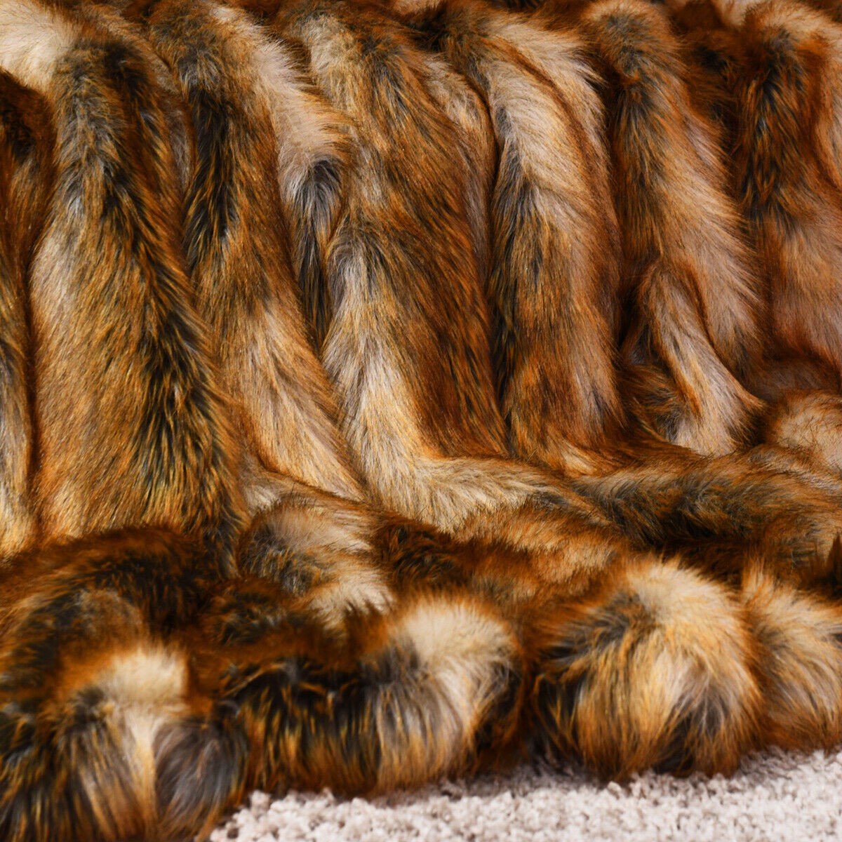 Luxury Faux Fur Throw Blanket w/ Reversible Design Couch Bed 84