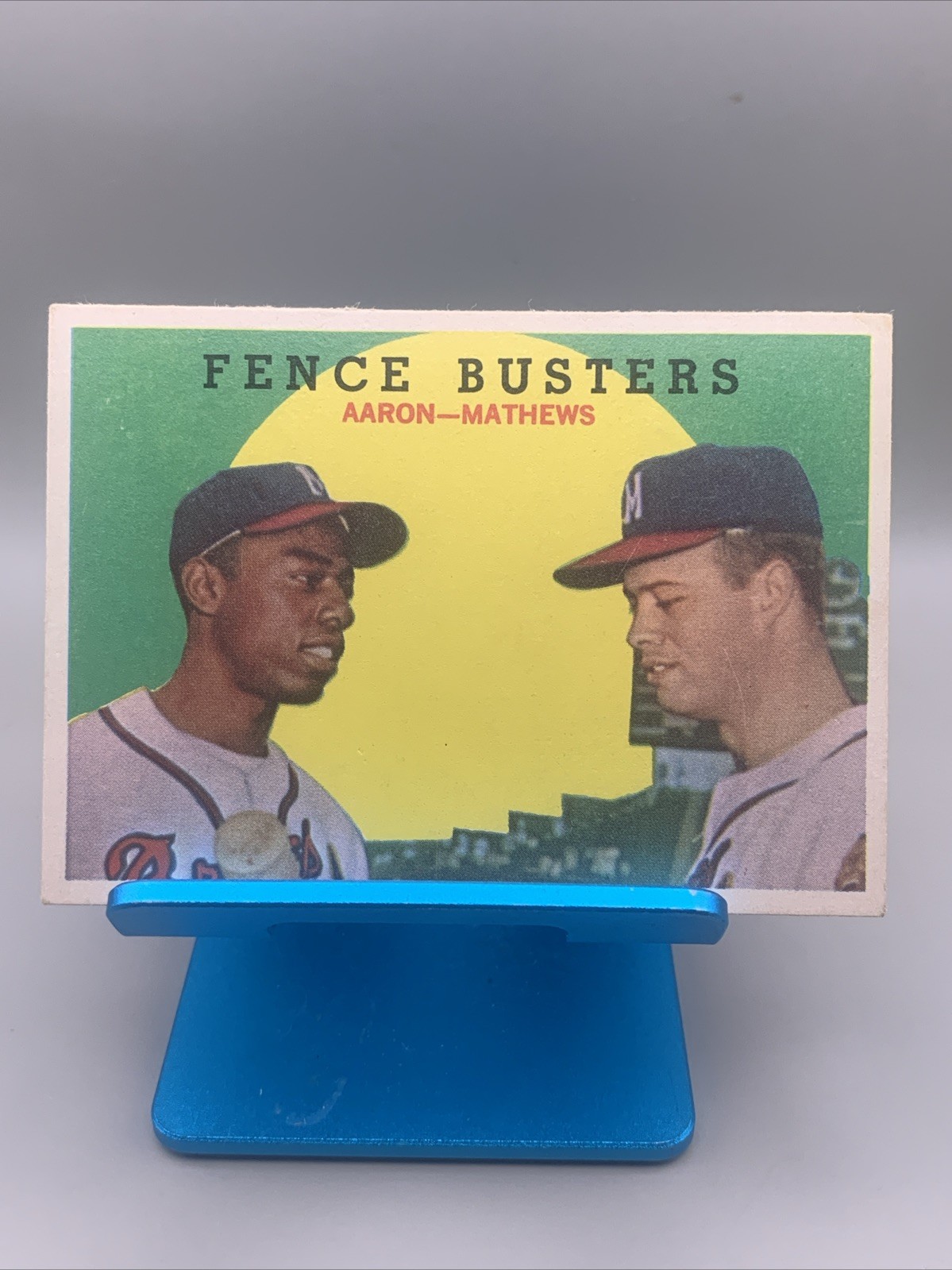 1959 Topps Fence Busters Hank Aaron, Eddie Mathews #212 White Back Centered