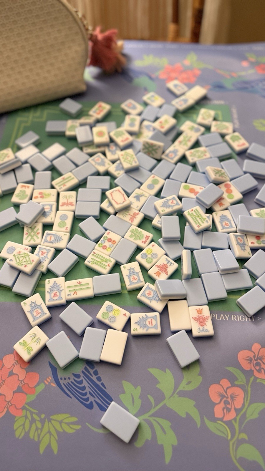 That Mahjong Moment Secret Garden Mahjong Tiles Set w/ Eden Mat, Pouch & Card