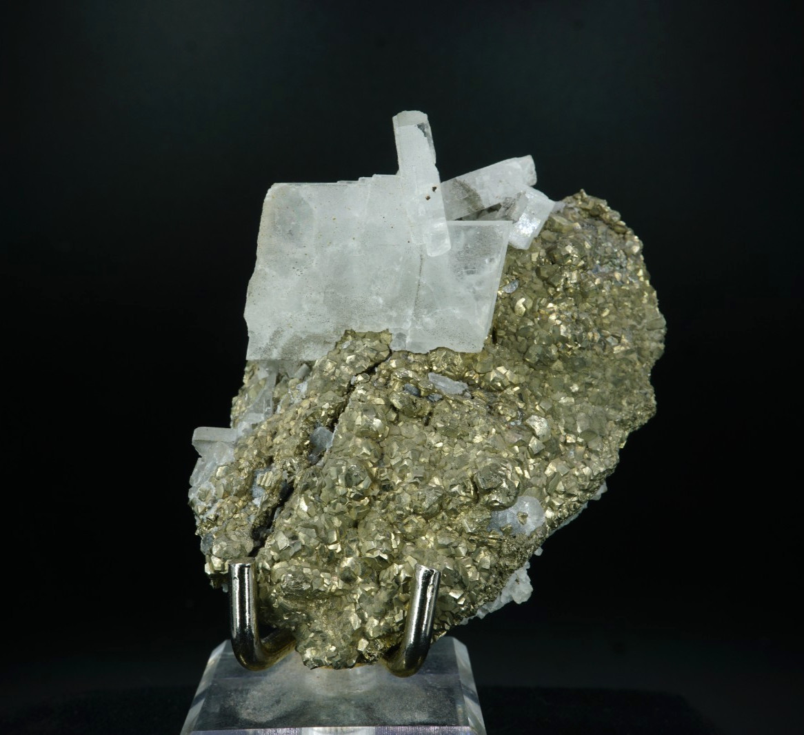Blue Barite on Pyrite / Cavnic Mine, Romania / Fine Mineral Crystal Specimen