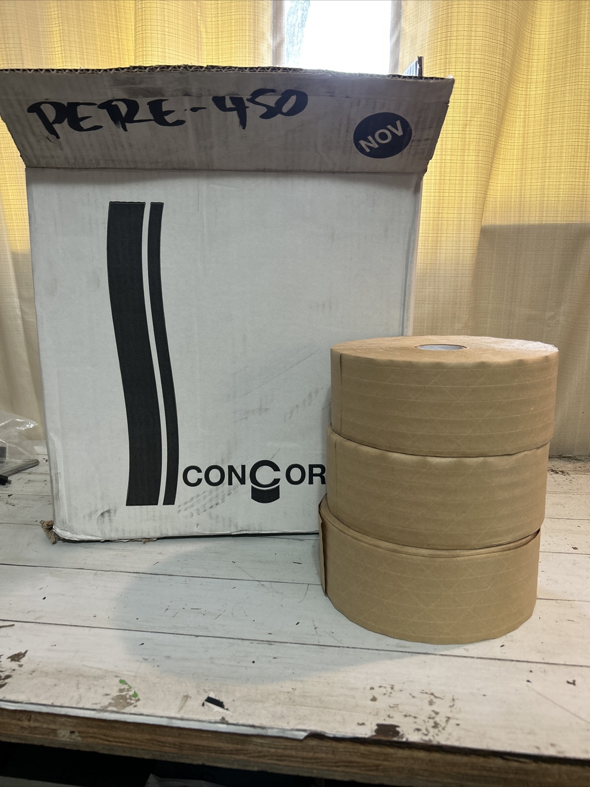 3 ROLLS 2.75in 70mm x 450ft Reinforced Gummed Kraft Paper Tape Water Activated