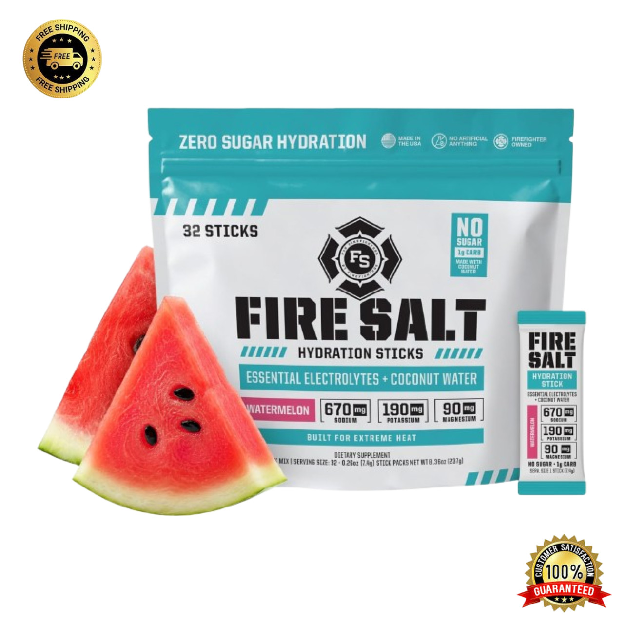 Fire Science Fire Salt Hydration Sticks, Electrolytes, Watermelon Flavor, 32 Ct Fire Science Fire Salt Hydration Sticks, Electrolytes, Watermelon Flavor, 32 Ct