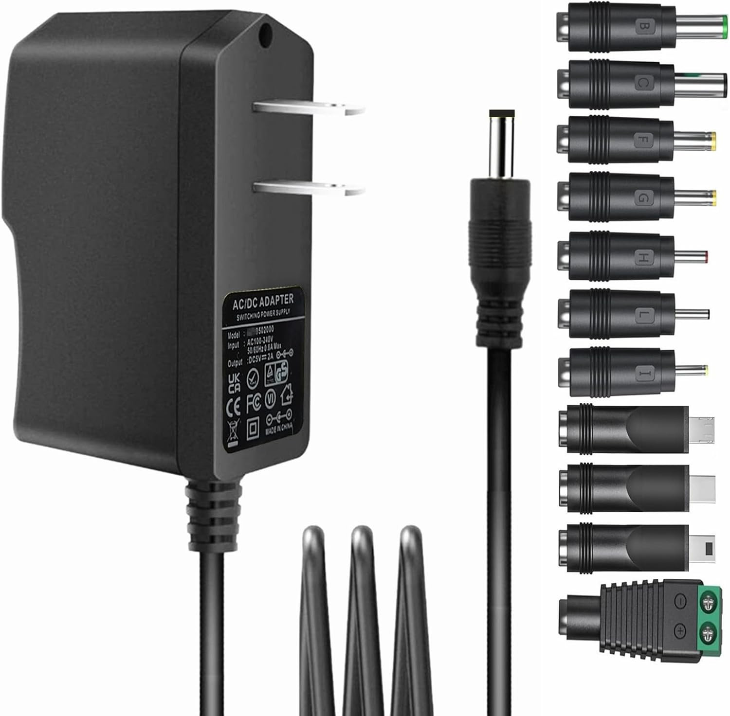 Universal 5V 2A Ac Adapter Power Supply with 11 DC Plug Tips AC to DC5V 1.5A 1A Universal 5V 2A Ac Adapter Power Supply with 11 DC Plug Tips AC to DC5V 1.5A 1A