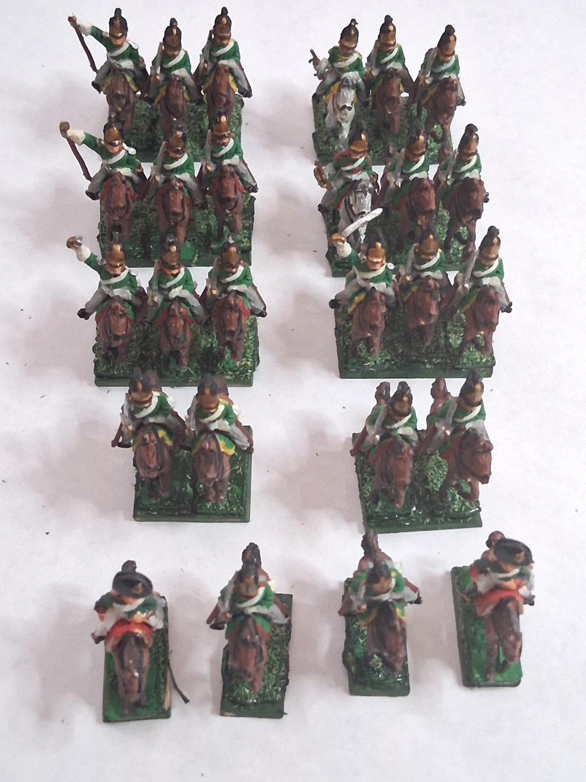 Pro-Painted Vintage 15mm metal Napoleonic Era Cavalry  x 11  Bases