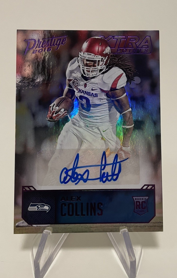 2016 Panini Prestige Rookie Signatures Alex Collins #AC Xtra Points Purple #/100 2016 Panini Prestige Rookie Signatures Alex Collins #AC Xtra Points Purple #/100