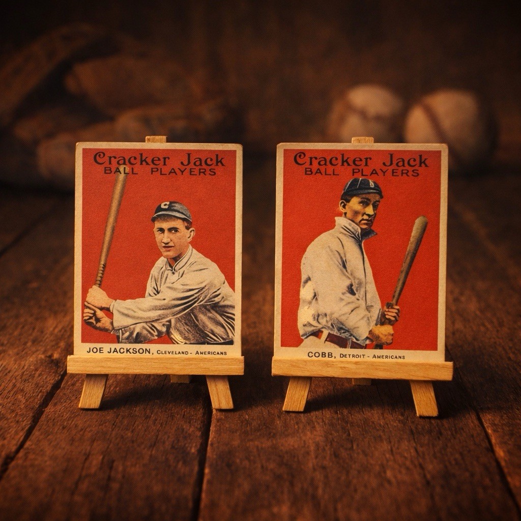 Vintage Style Card Art – Ty Cobb & Joe Jackson 1915 Cracker Jack Reproductions
