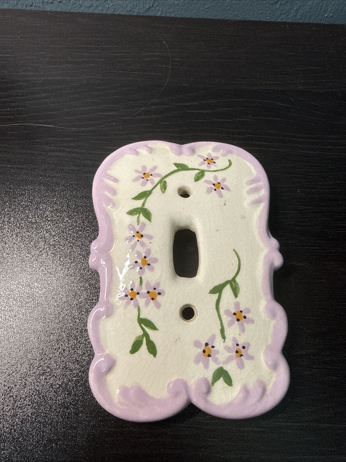 Vintage Hand Painted Ceramic Single Light Switch Plate