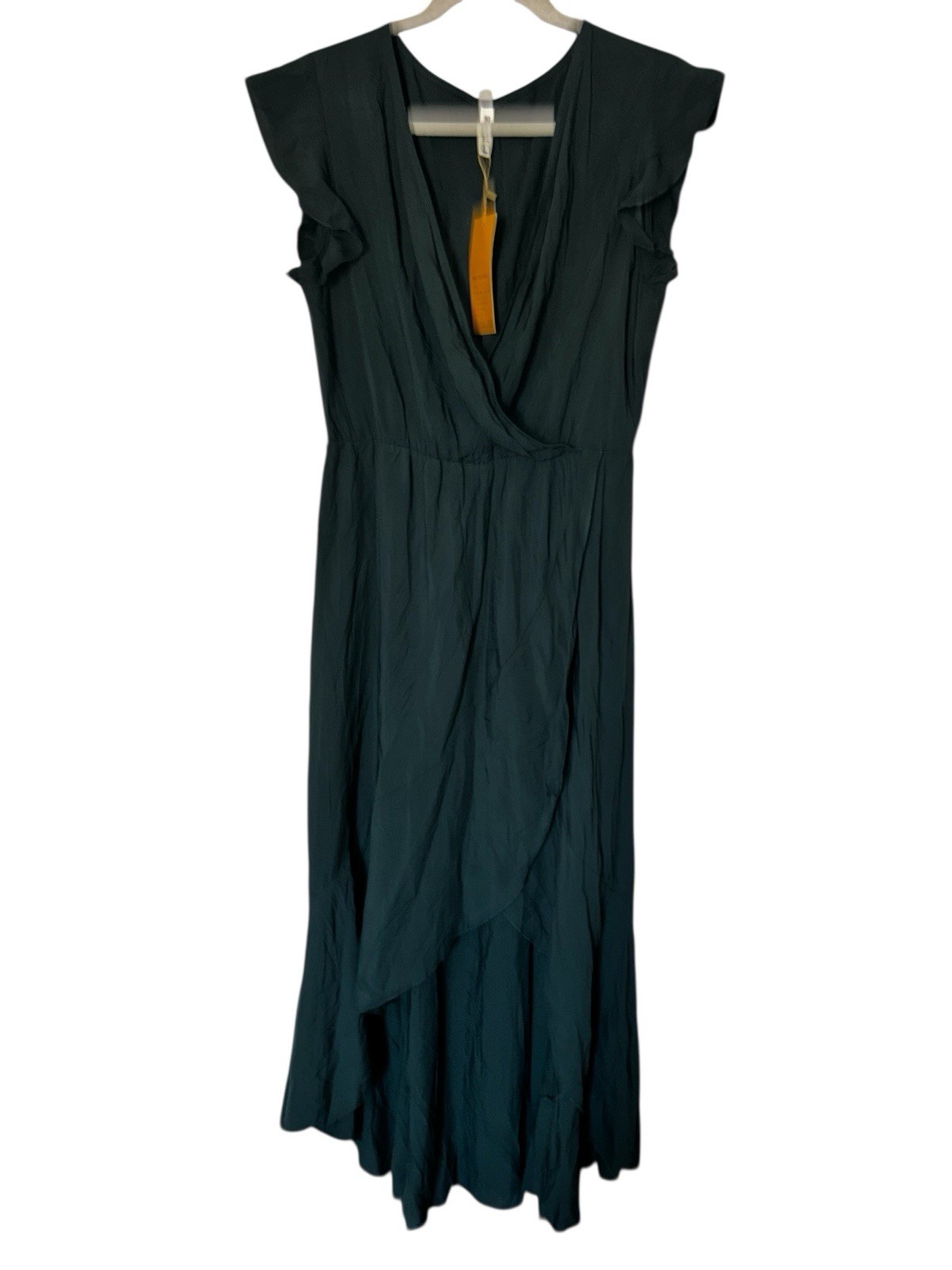 Grecerelle Maxi Dress Flutter Sleeves Green BOHO New With Tags V Neck Ruffles