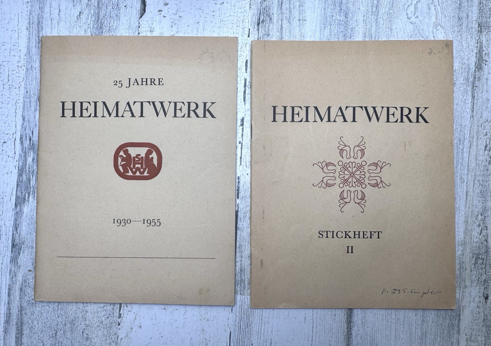 Vtg Swiss Heimatwerk Booklet Lot Jahre 1930-1955 & Stickheft II Folk Art