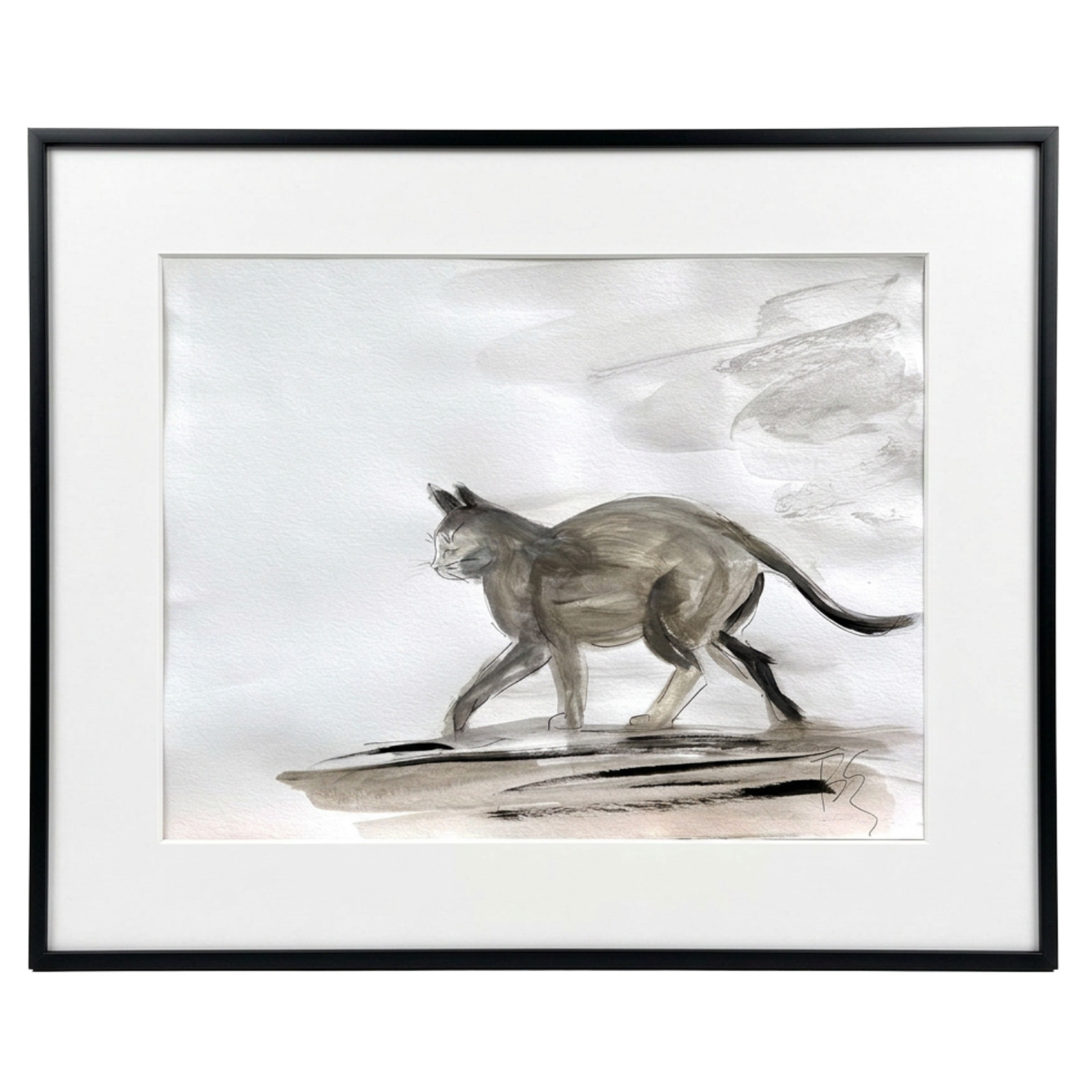 EMBRY Original Abstract 11x14 Acrylic Cat Painting \