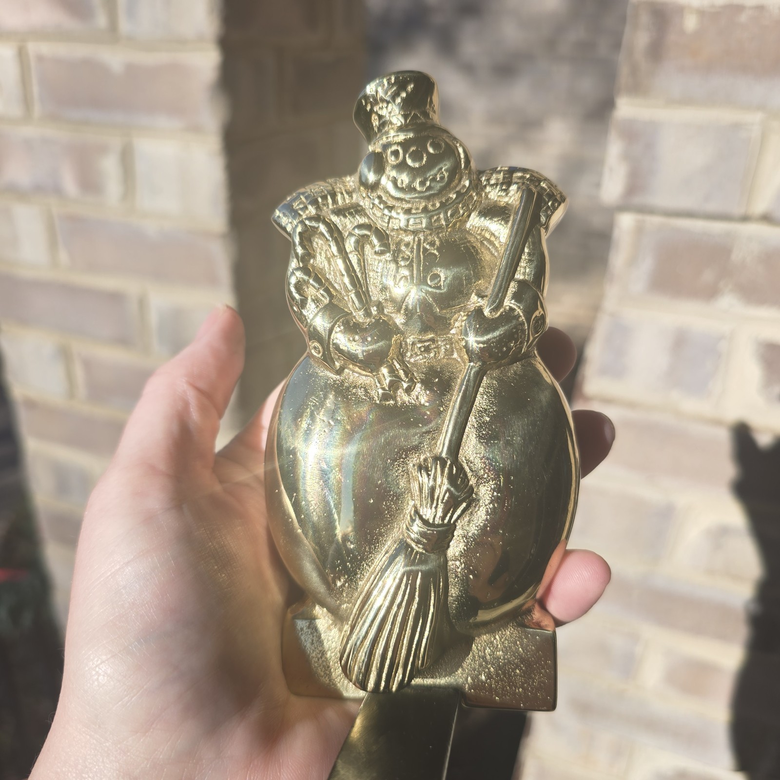 Vintage 1998 Brass Virginia Metalcrafters Snowman Stocking Wreath Holder Vintage 1998 Brass Virginia Metalcrafters Snowman Stocking Wreath Holder