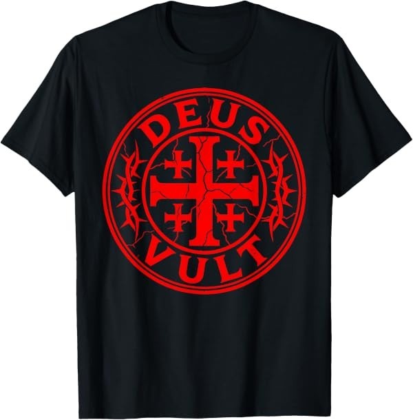 Deus Vult Crusader Knight Medieval History Jerusalem Cross T-Shirt Deus Vult Crusader Knight Medieval History Jerusalem Cross T-Shirt