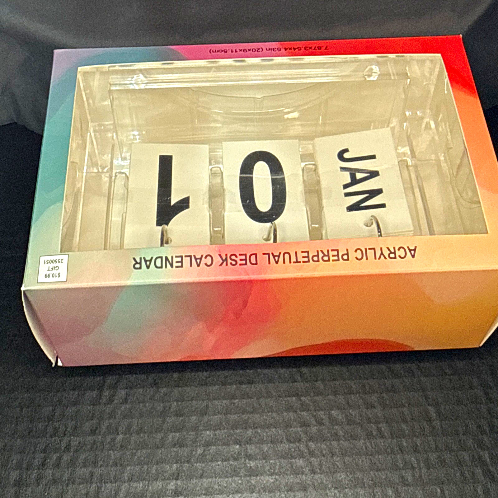 Acrylic Perpetual Desk Flip Calendar with Acrylic Frame and Metal Rings