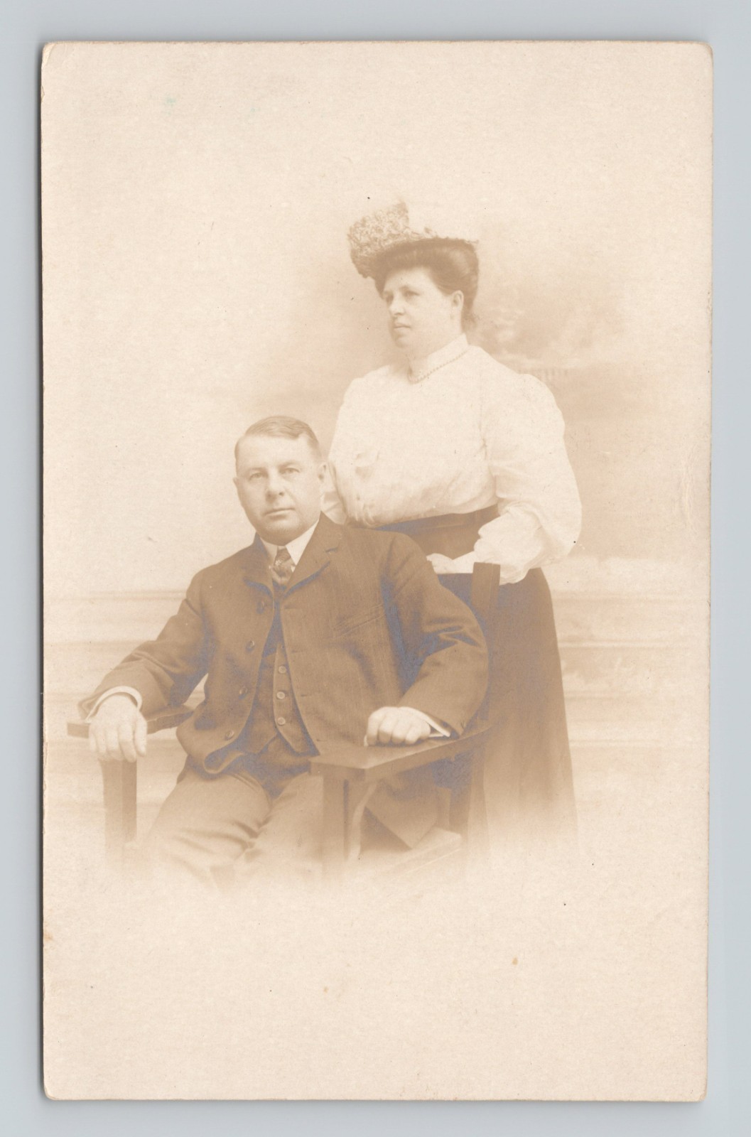 Vintage 1901 1907 Couple Atlantic City Carlin Studios Real Photo RPPC Postcard Vintage 1901 1907 Couple Atlantic City Carlin Studios Real Photo RPPC Postcard