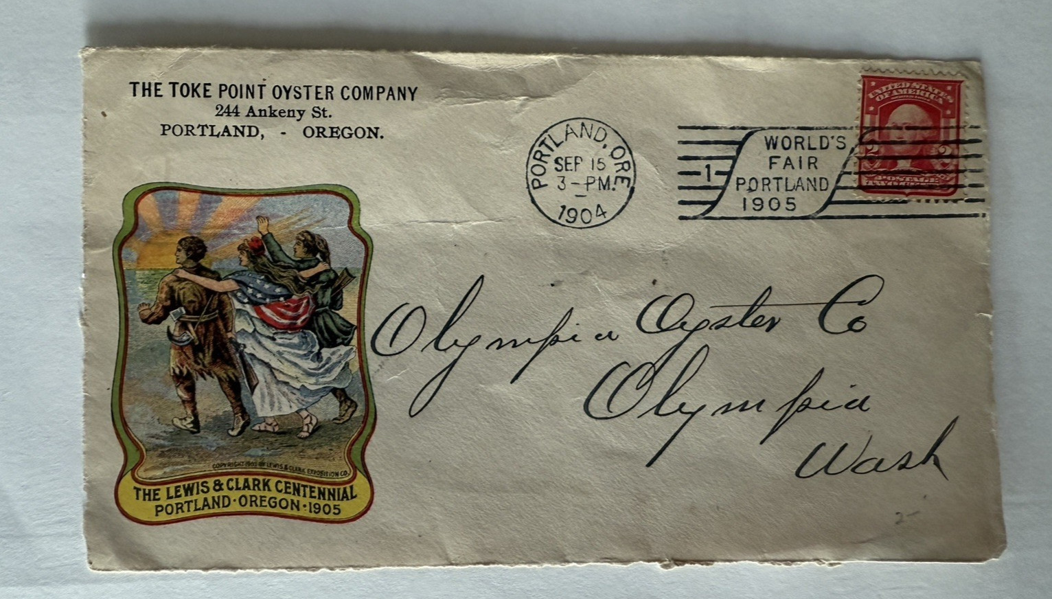 Rare 1904 Toke Point Oyster Company Portland Oregon World\'s Fair Ad Postal Cover