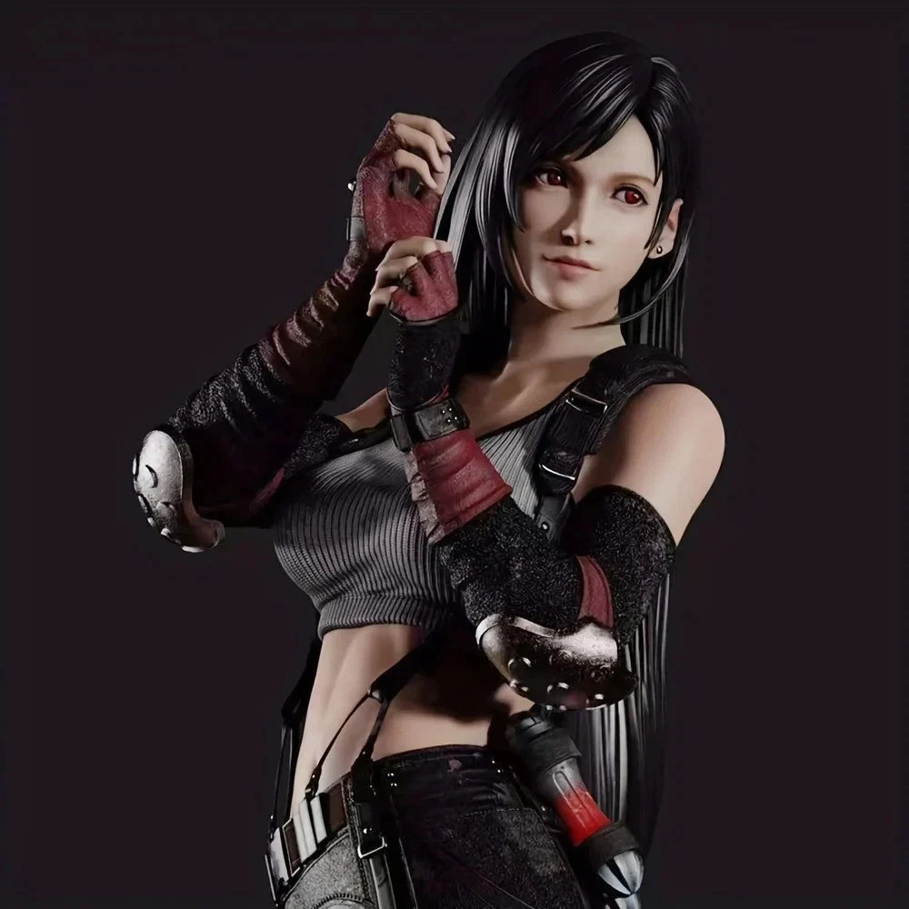 FF7 Tifa Lockhart Female Fighter Anime Figure Statue Room Decor Gift